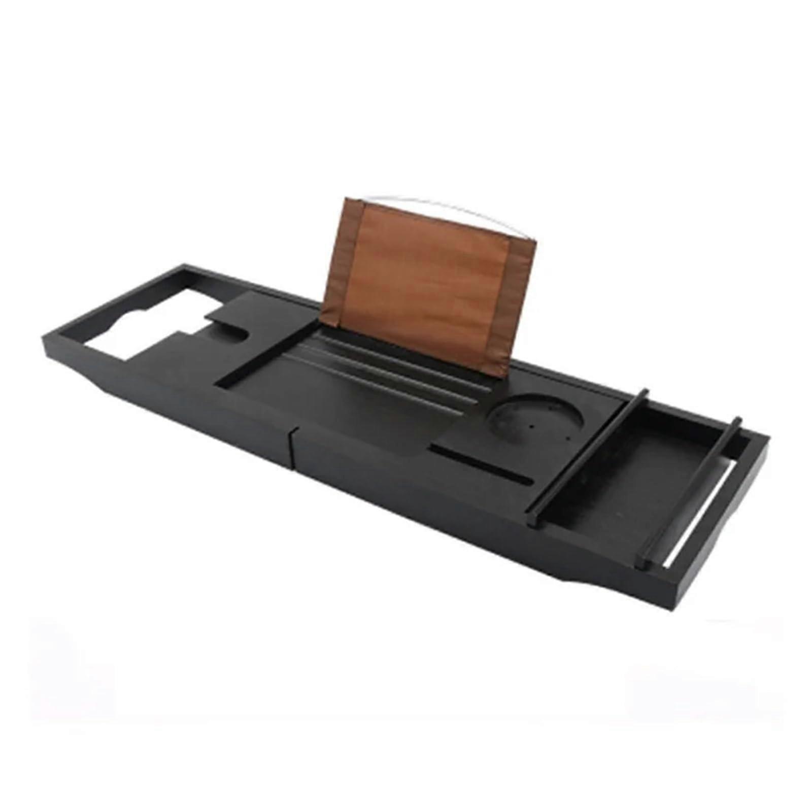 Expandable Bathtub Caddy Tray with Wine Glass, Book & Tablet Holder for Spa Relaxation