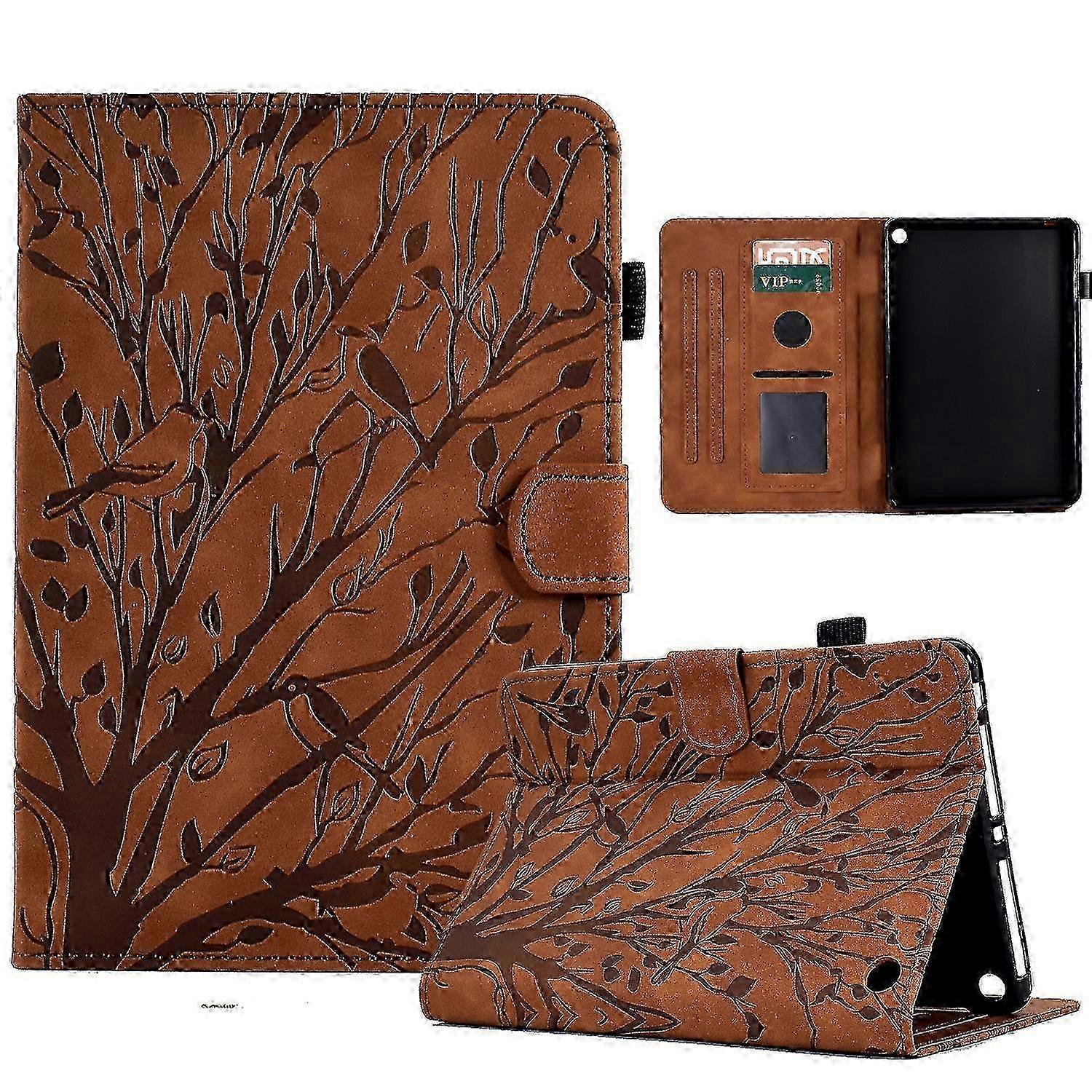 For Amazon Fire HD 8 / HD 8 Plus 2020 2022 Fortune Tree Pressure Flower PU Tablet Case with Wake-up / Sleep Function 2025