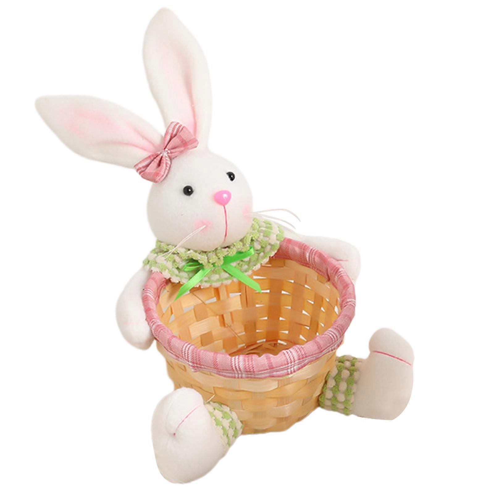 Convenient Festive Easter Rabbit Storage Basket Compact Easter Basket Efficient Organization Bin for Office School  Pink