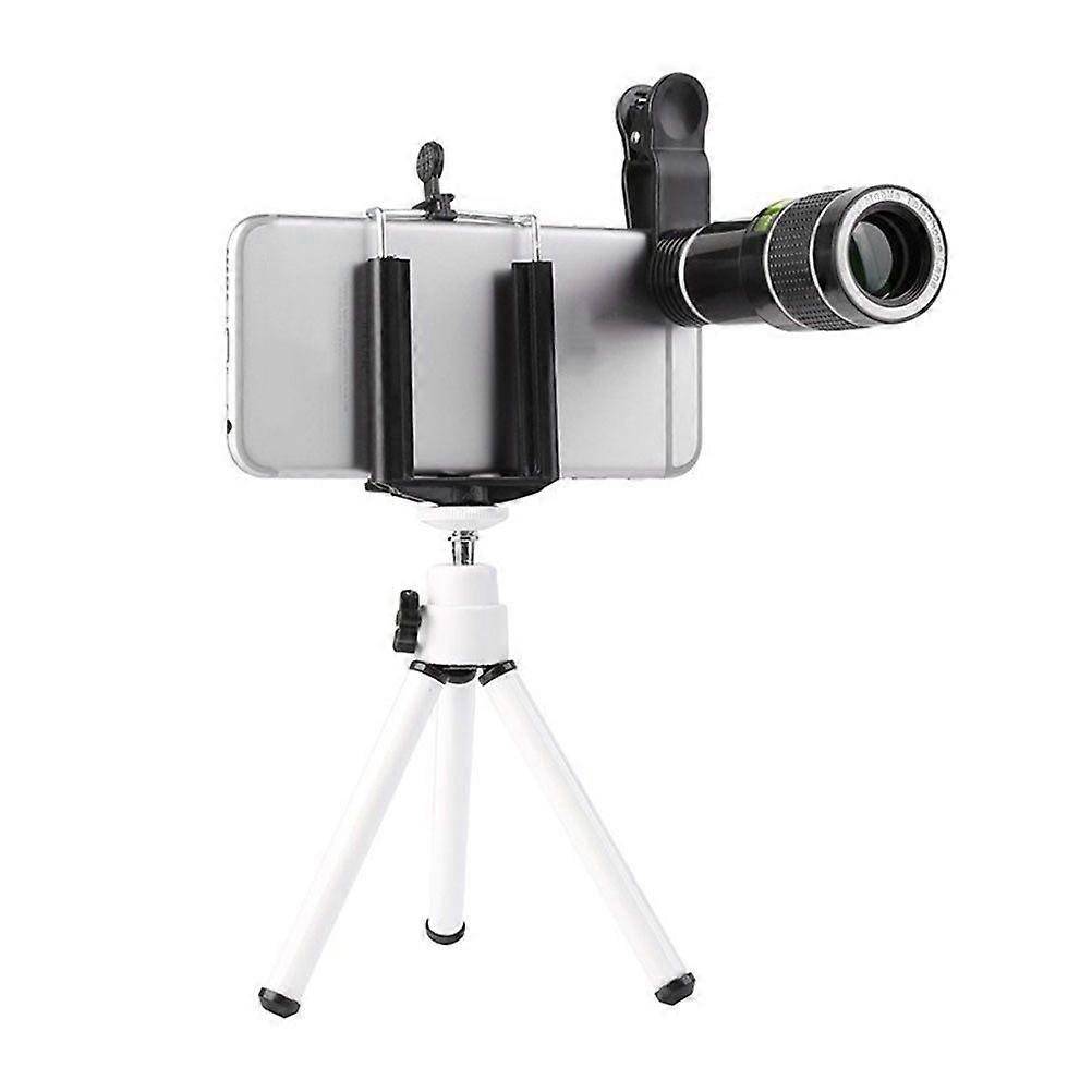 Phone Telephoto Lens Set External Camera Lens Universal Clip-On Lens for Smartphone (20X Lens, Random Color Tripod, Eyecup)
