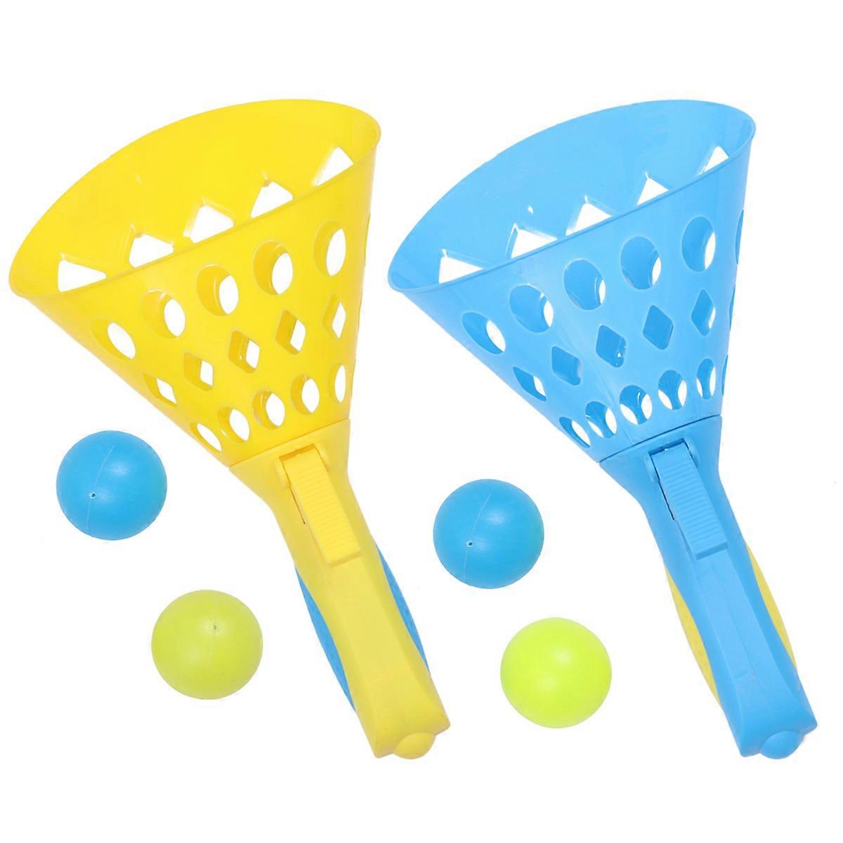 1 Set Launch and Catch Balls Game Children Toss Game Parent-child Interactive Play Activity for Kids Adults Outdoor (2pcs Transmitter and 4pcs Balls)