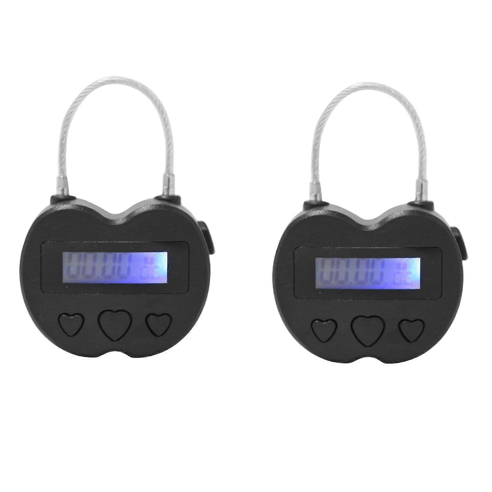 2X Smart Time Lock LCD Display Time Lock Multifunction Travel Electronic Timer,USB Rechargeable Temp