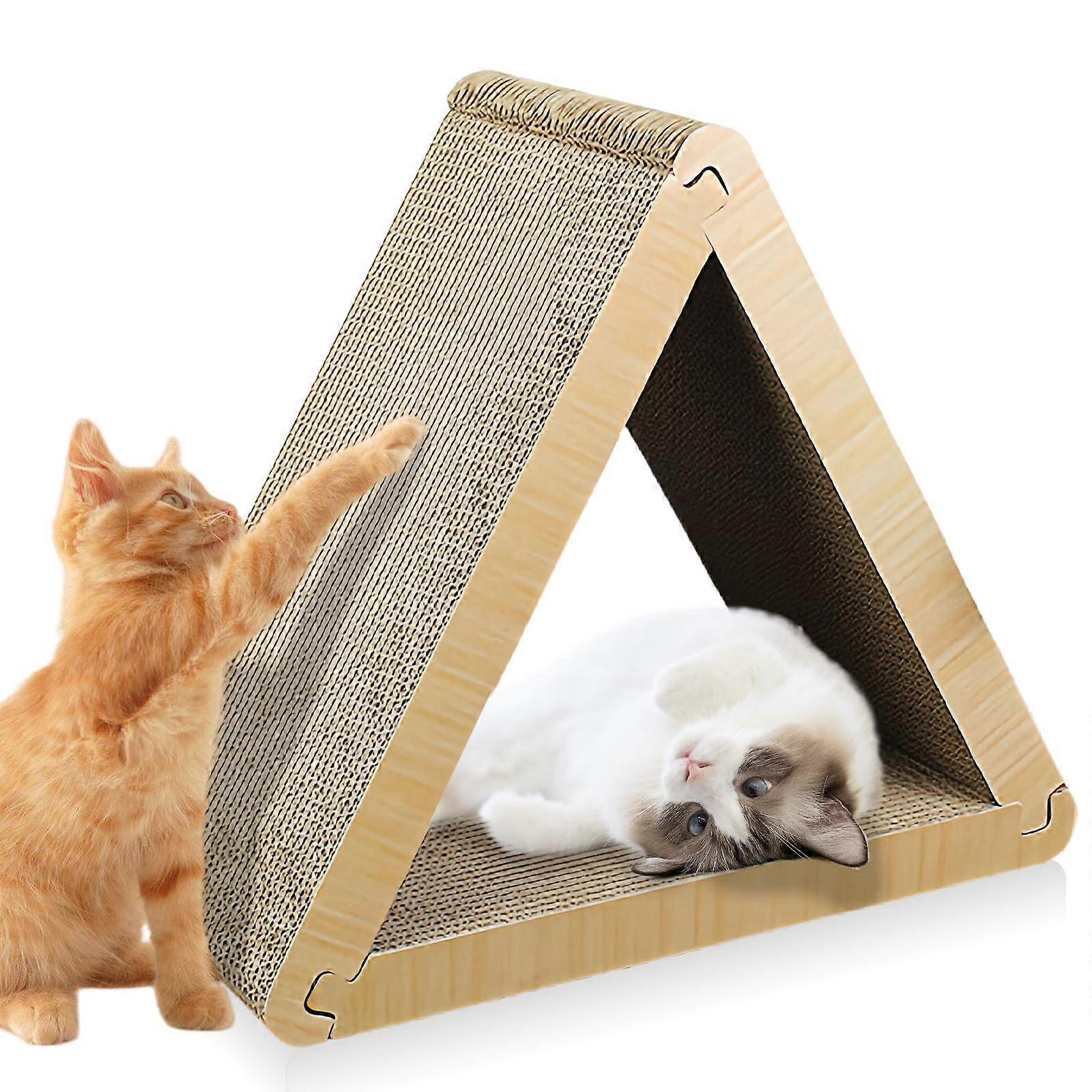 Triangular cat scratching posts: 3 cat scratching posts - double-sided cardboard scratching surface - assembleable