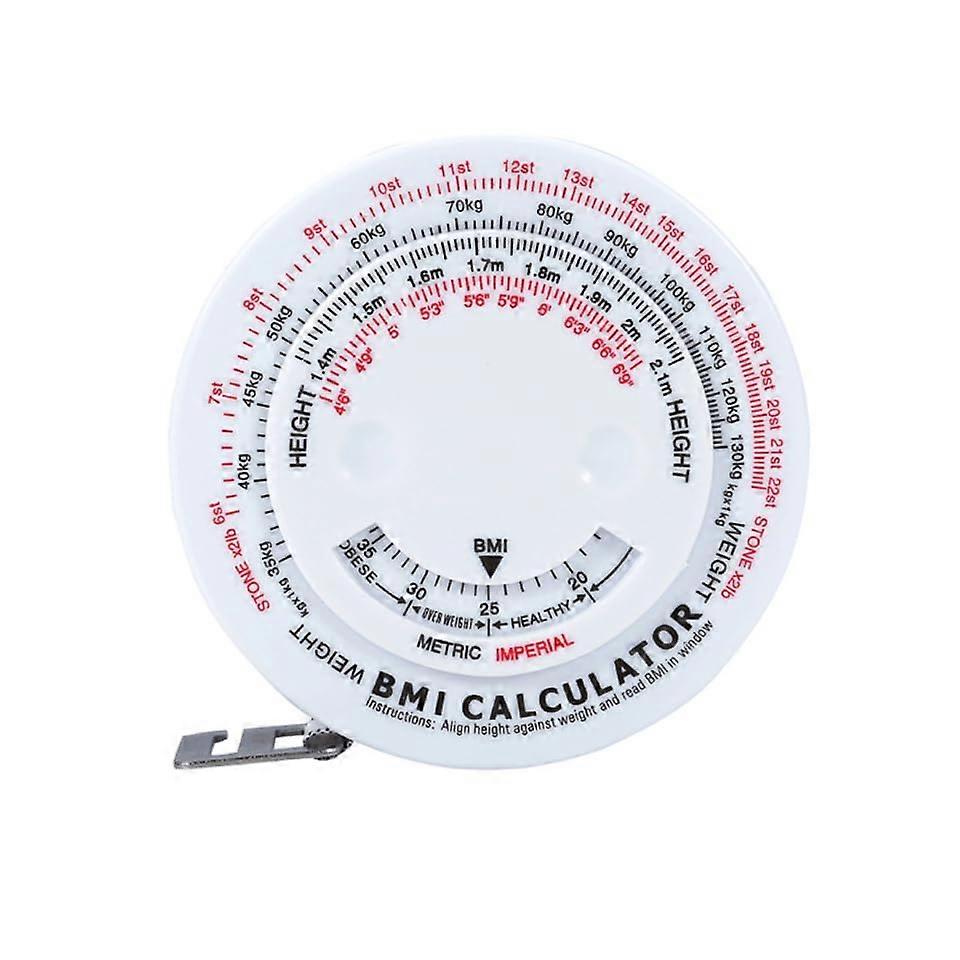 Body Tape Measure Retractable BMI and Body Fat Measuring Tool with Clear PVC Fiberglass Ruler White Medium Ref: 8169