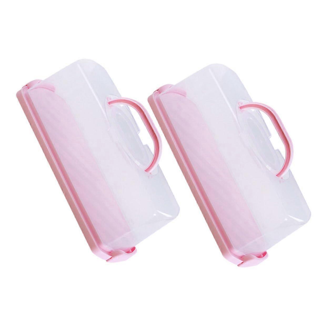 2 Pack Portable Bread Box with Clear Lid Rectangular Loaf and Cake Storage Container for Home or Travel