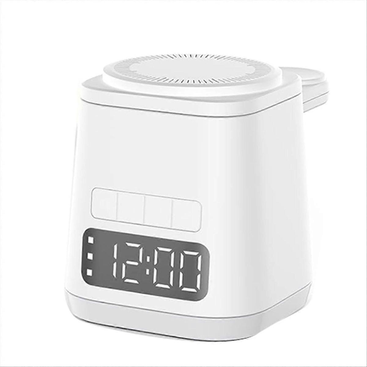 3 in 1 Charging Station,Alarm Clock,Night Light White