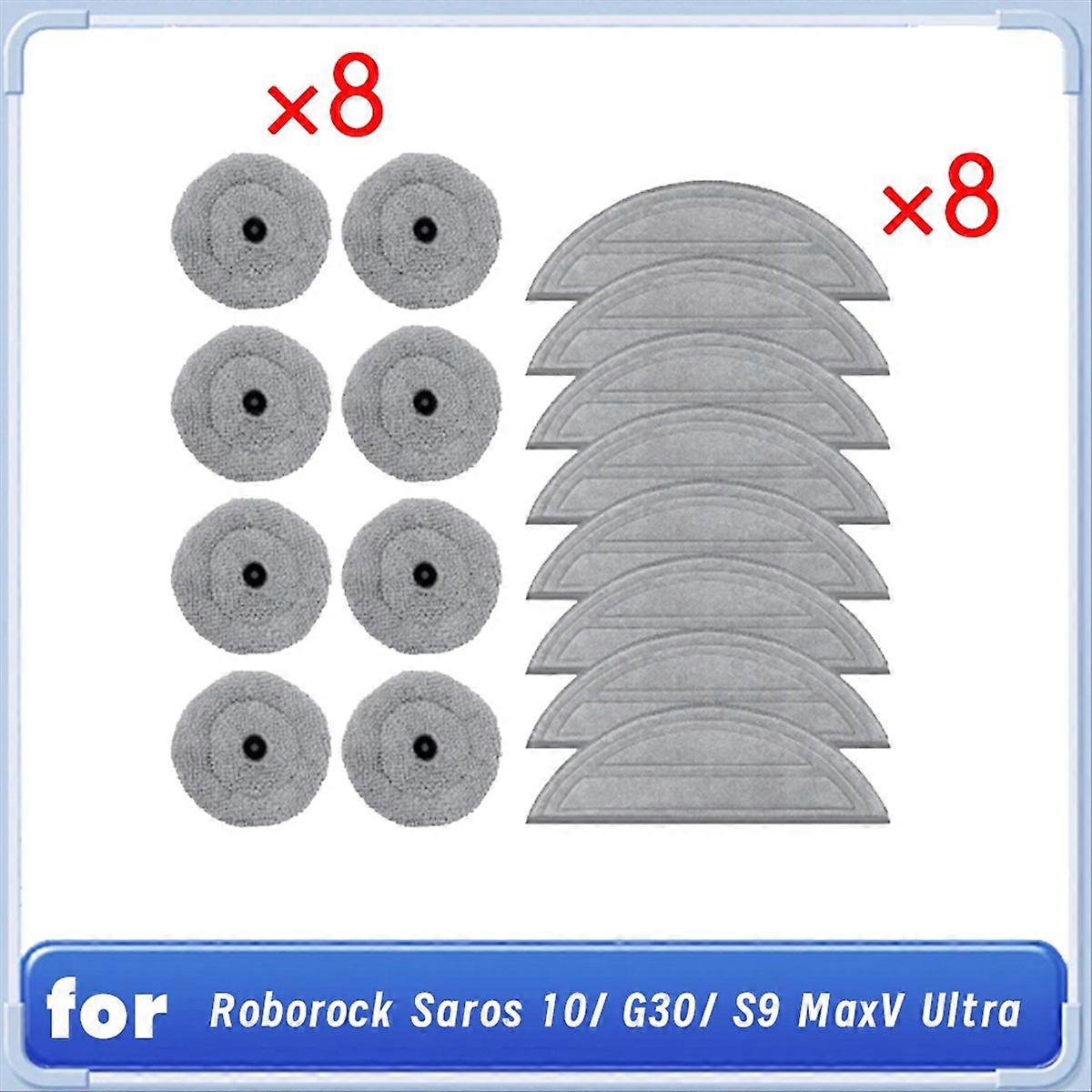 16 PCS Washable Mop Pads Replacement for Roborock Saros 10 / G30