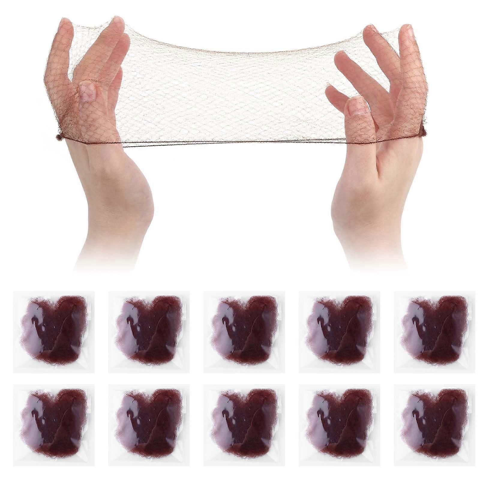 Hair Nets 20 Pcs Brown Invisible Mesh Elastic Bun Nets for Women Ballet Dance Wig Styling