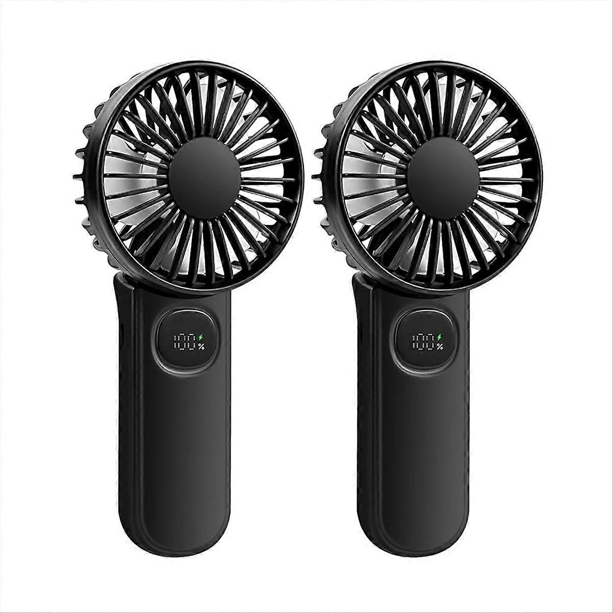 2PCS Mini Handheld Fan with 5-speed,180° for Makeup, Lash, Camping