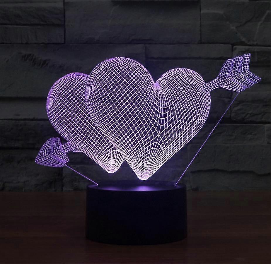 Creative 3d Arrow Piercing Heart Shape Night Light 16 Color Changing Usb Powered Led Decorative Light