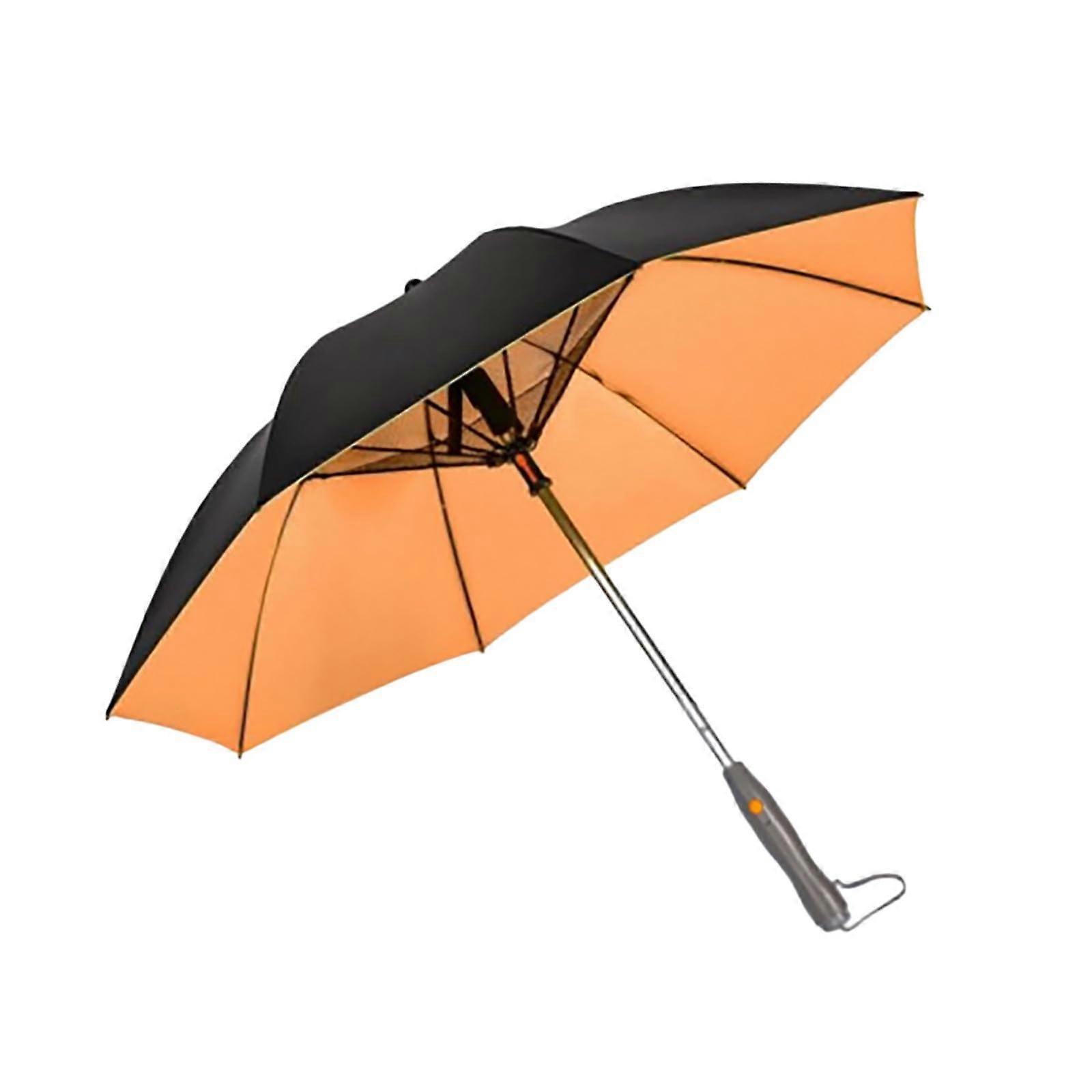 Cooling Umbrella with Builtin Fan and Mist Spray, UV Protection, USB Rechargeable, Yellow