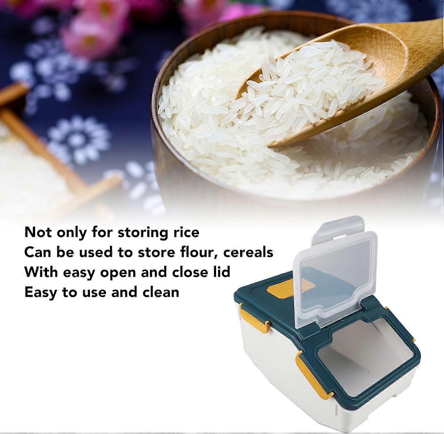 Rice Storage Container Airtight Seal Large Capacity Durable PP Grain Bucket Freshness Preservation 11lb Deep Lake Blue
