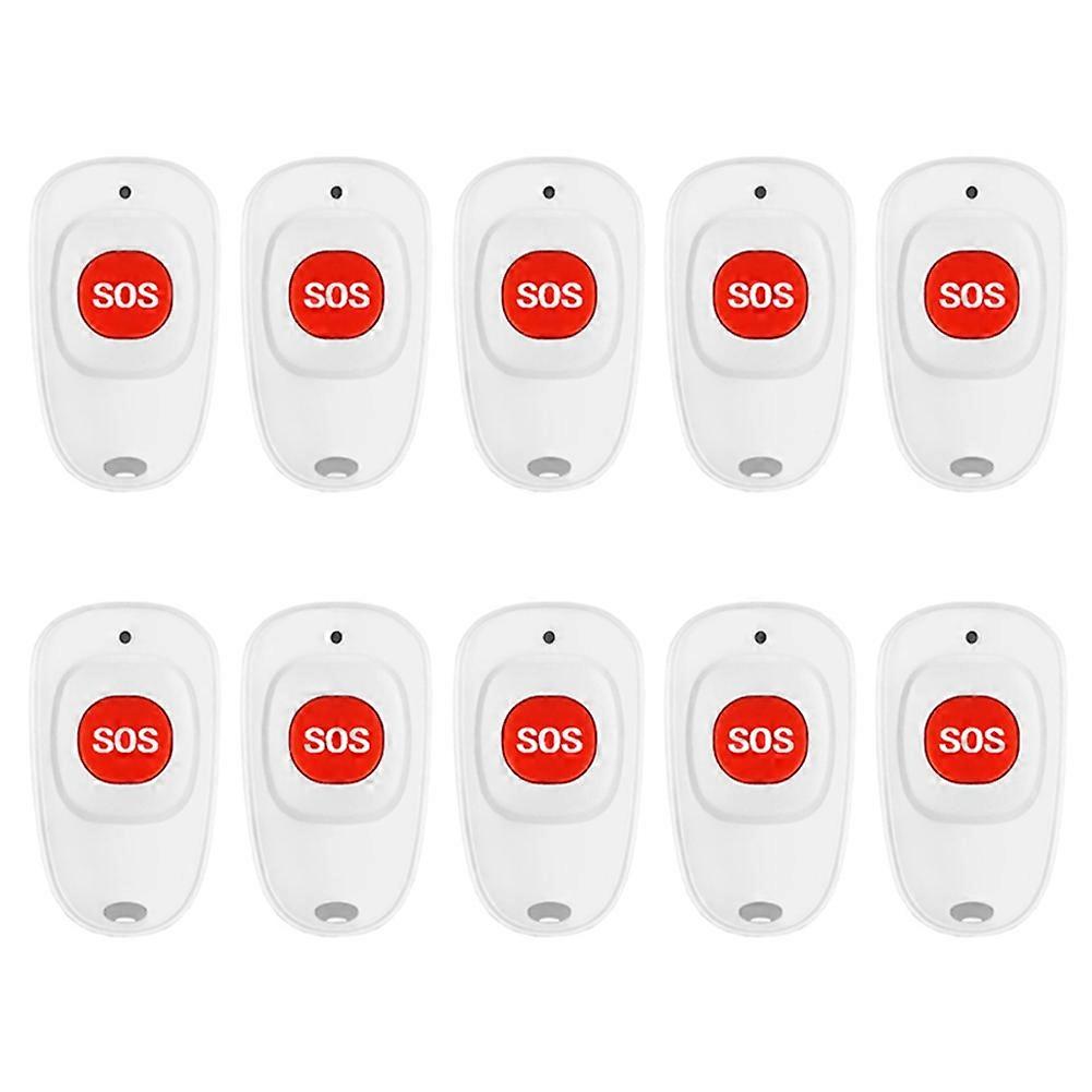 10pcs SOS Call Button Wireless Call Bell Pager Caregiver Panic Emergency Call Button Transmitter for Kids Elderly