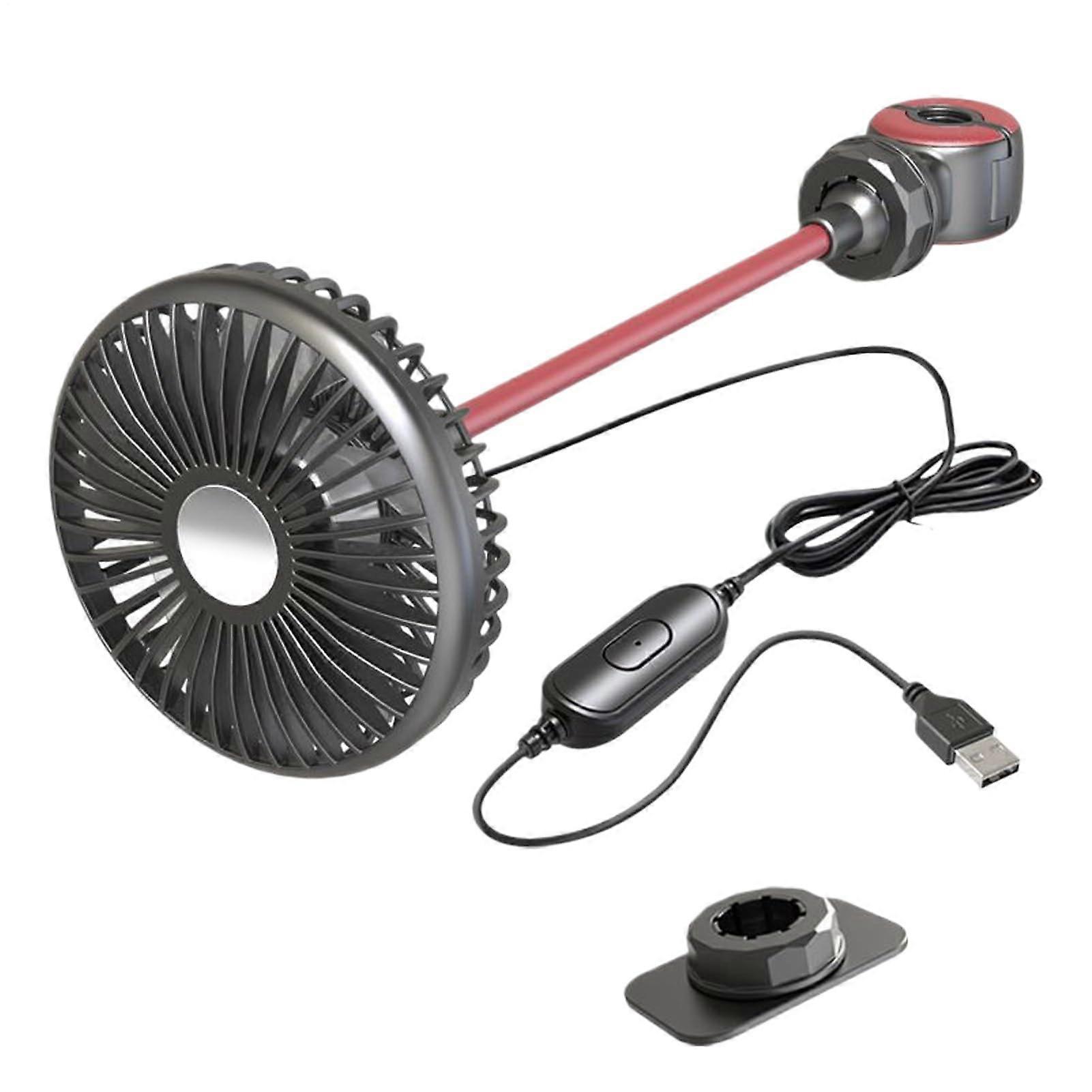 USB Car Fan 3 Speeds Adjustable with Touch Control, Clamp Mount for Truck, Golf Cart, RV, Camping