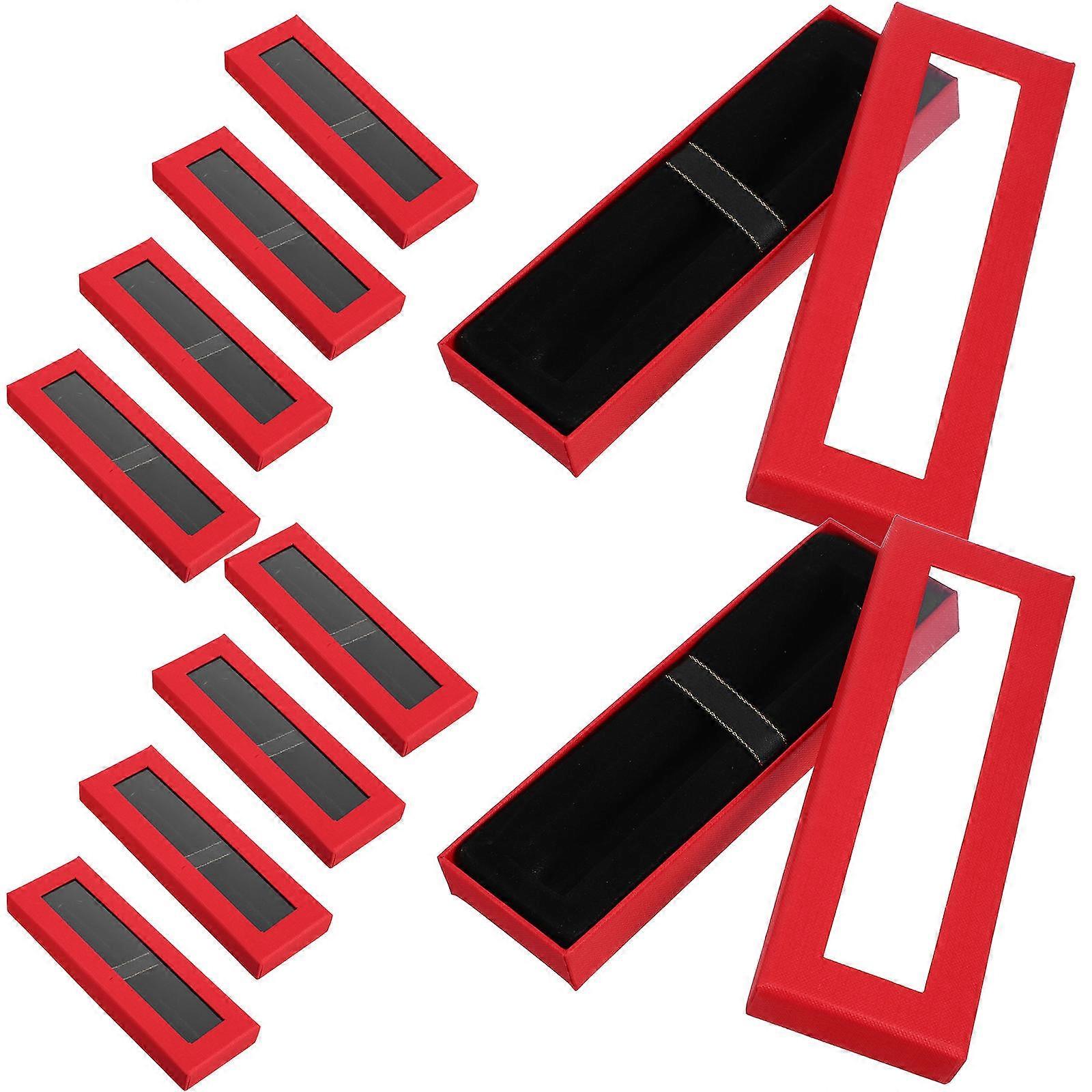 Red Pen Packing Case for Storage 10Pcs with Clear Lid for Pen Display