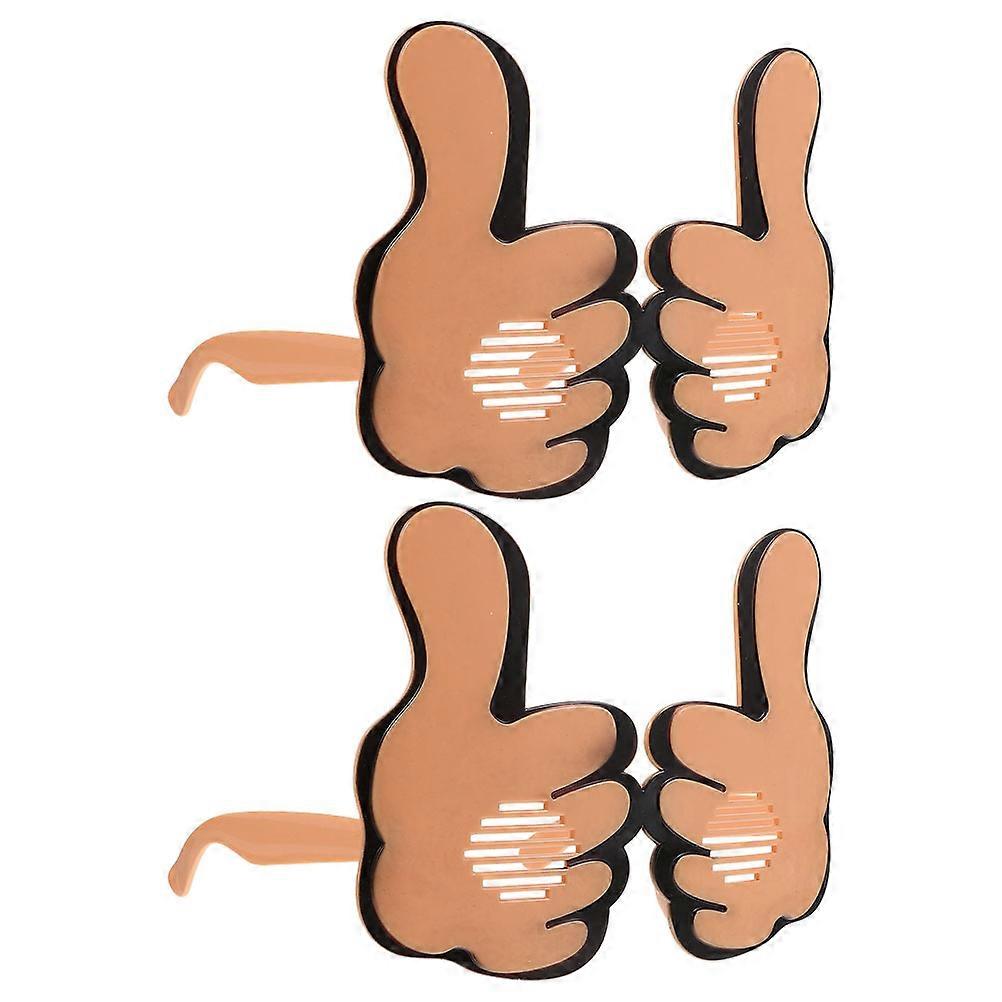 Lightweight Thumb Up Glasses for Party Use 2Pcs Beige Plastic