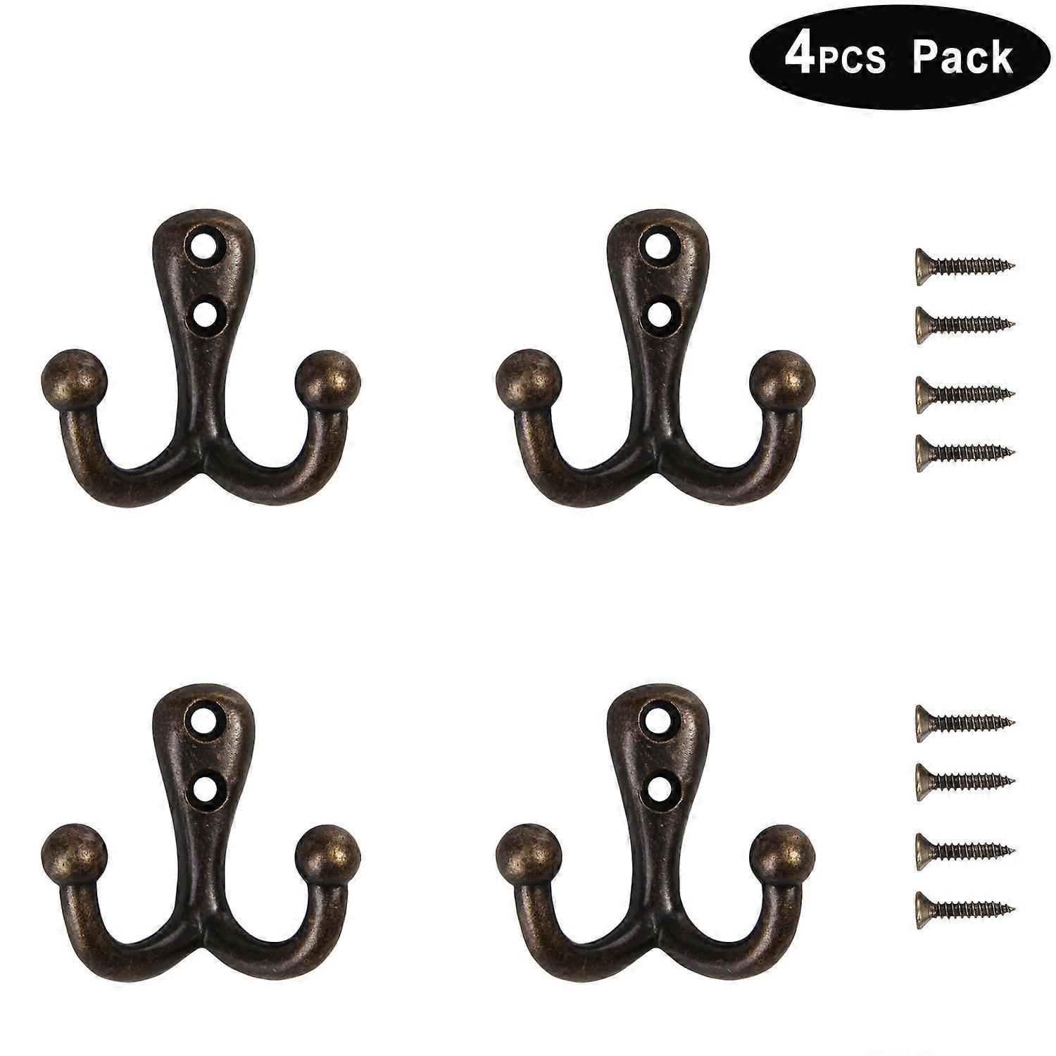 screw included Heavy Duty zinc alloy material Rustic Bronze Color Clothes and hats Hanger dual Hooks