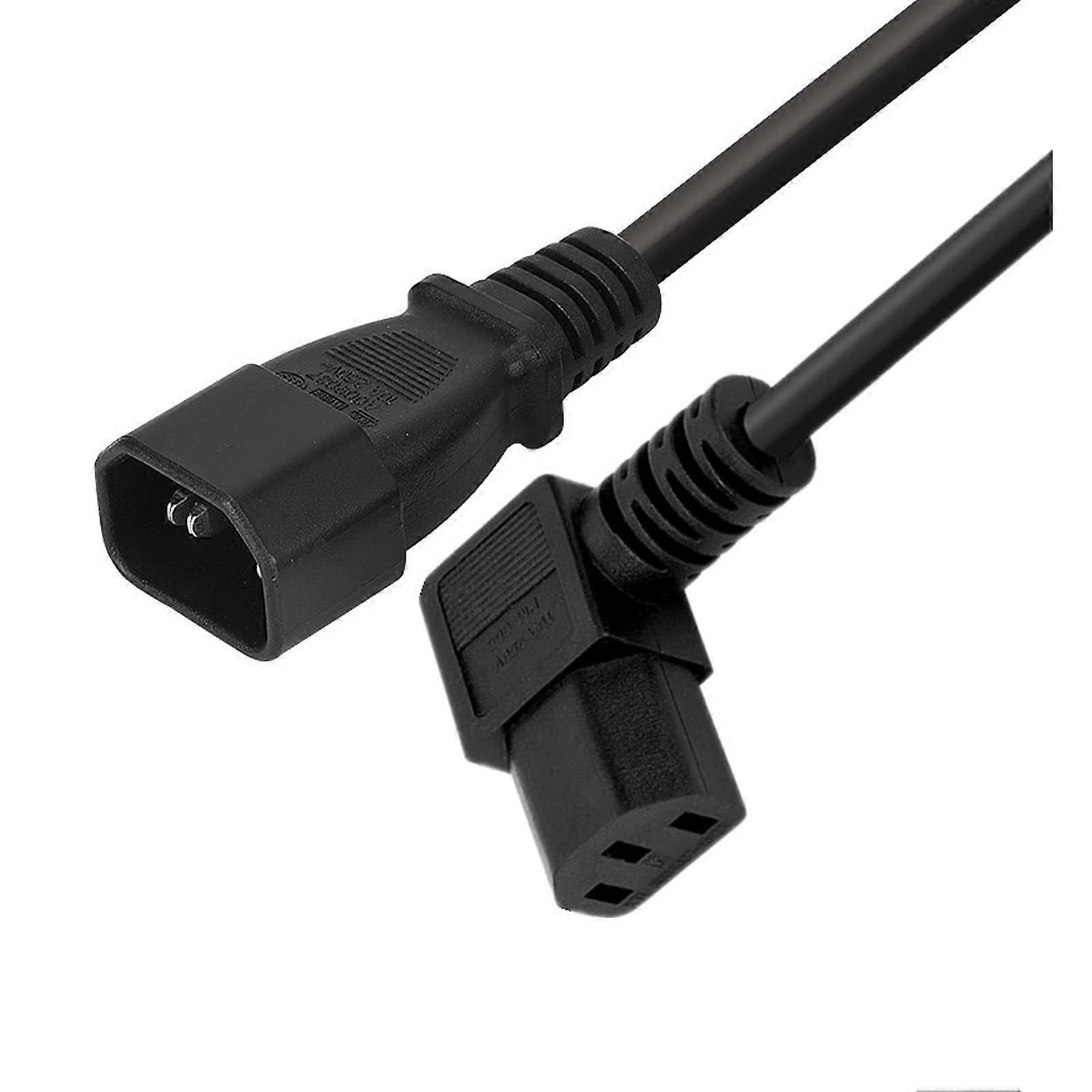 Power Extension Cable 0.4M 90 Degree IEC C14 to C13 Angled Plug for PDU Server Rack Computer