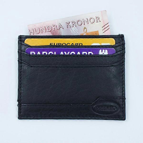 Card case with 7 compartments, genuine leather Black one size