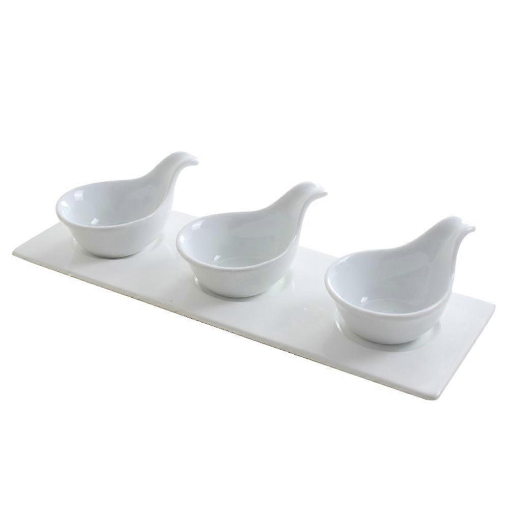 White Ceramic Sauce Dishes Set for 1Set Creative Caviar Spoons