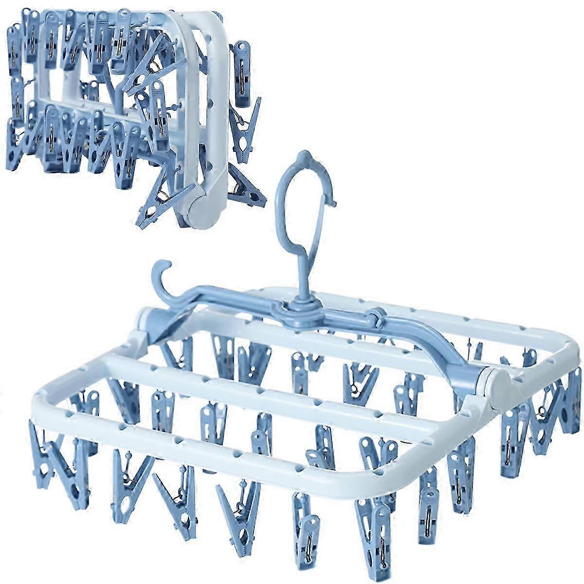 2026 Foldable Drying Rack with 32 Wind-Proof Clips for clothing