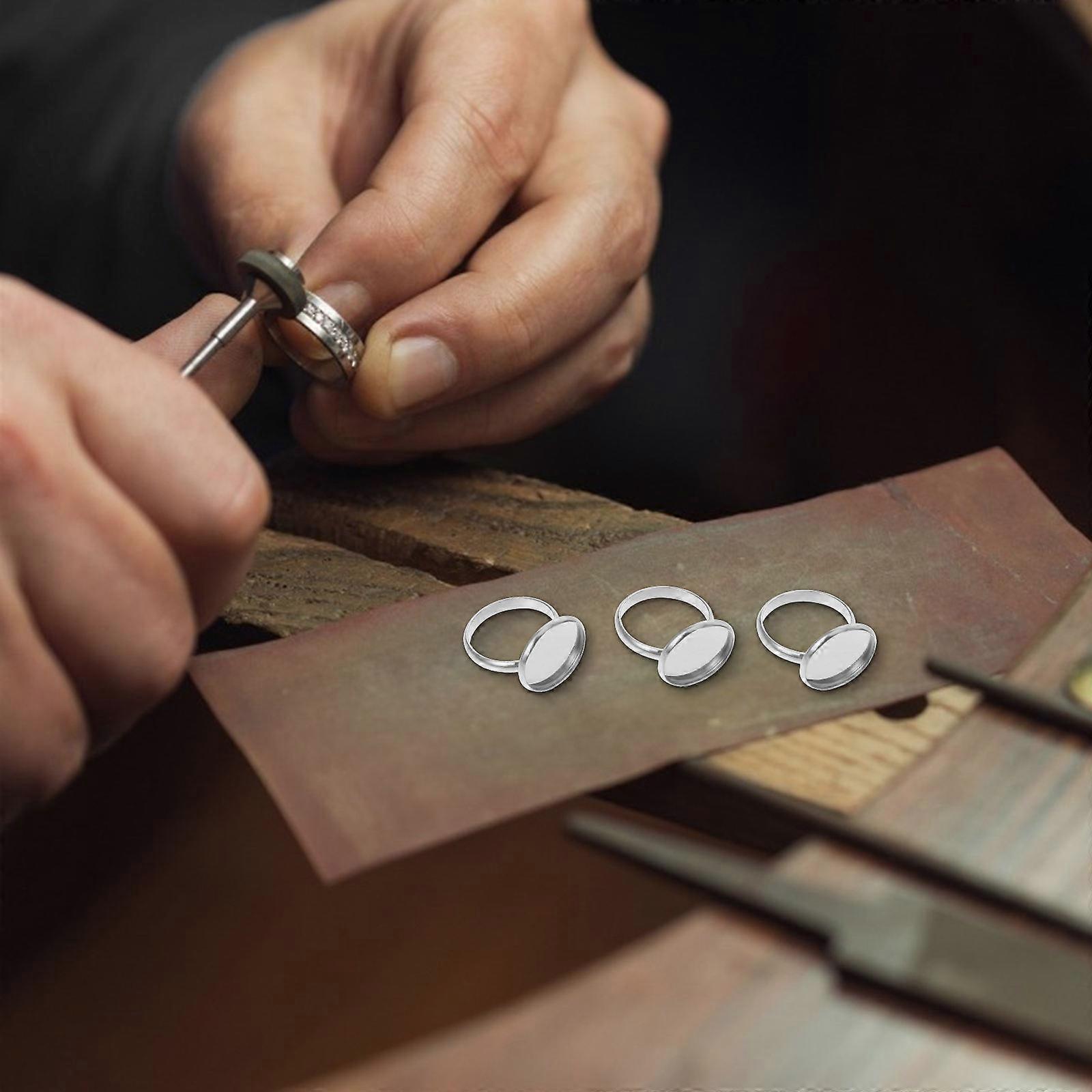 Silver Adjustable Ring Holder Stainless Steel Ring Base for DIY 10Pcs Set