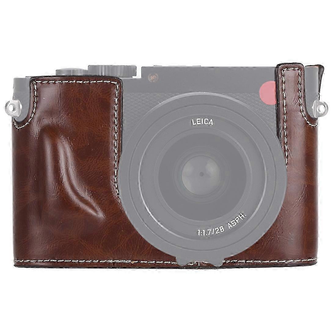 26-27 1/4 inch Thread PU Leather Camera Half Case Base for Leica Q