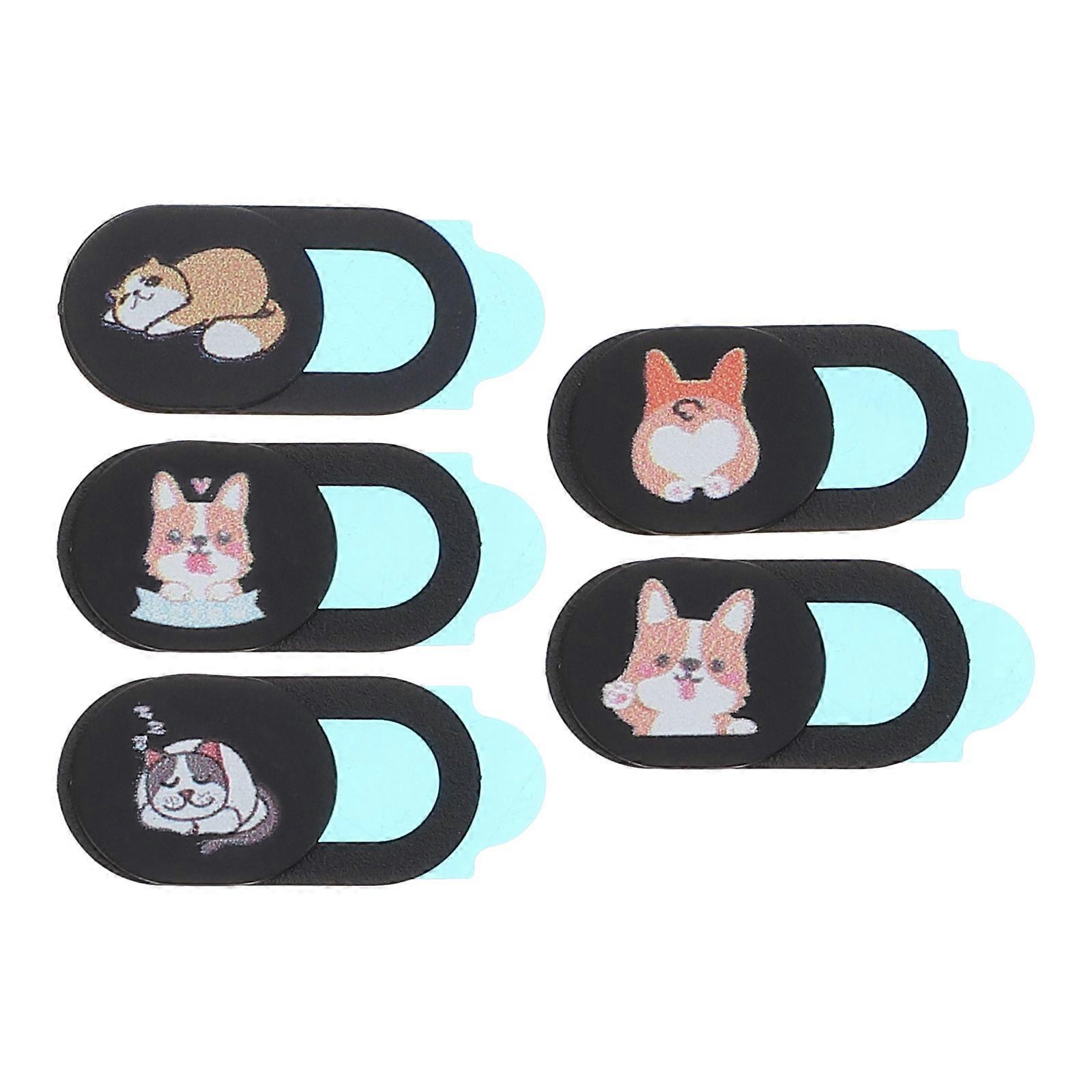 Webcam Privacy Cover Slide for Protection Use 5Pcs Cat Pattern Black