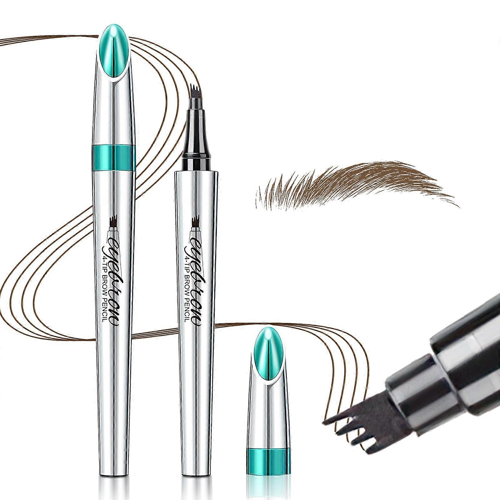 Waterproof Microblading Eyebrow Pen Dark Brown with 4 Fork Tip for Long Lasting Natural Brows