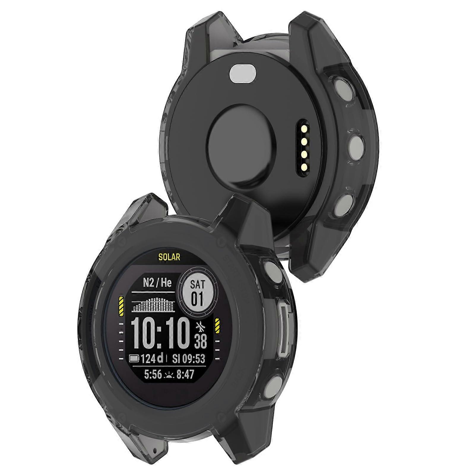 Silicone Protective Case Transparent Black ScratchResistant Soft Cover for Garmin Descent G2/G1
