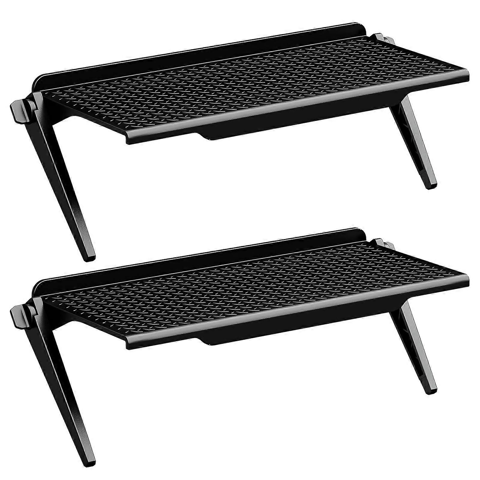 Adjustable TV  Shelf for Accessories, SpaceSaving Flat Screen Storage Tray, 2 Pack Black 11.8in
