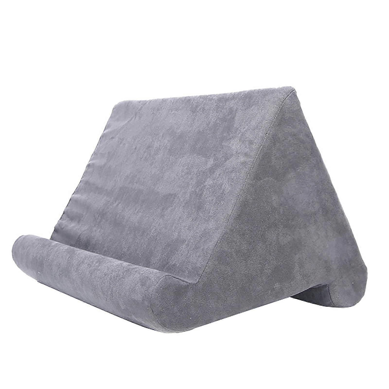 Tablet Pillow Stand with Side Pocket for Hands Viewing, Soft Cushion Support for Bed and Sofa