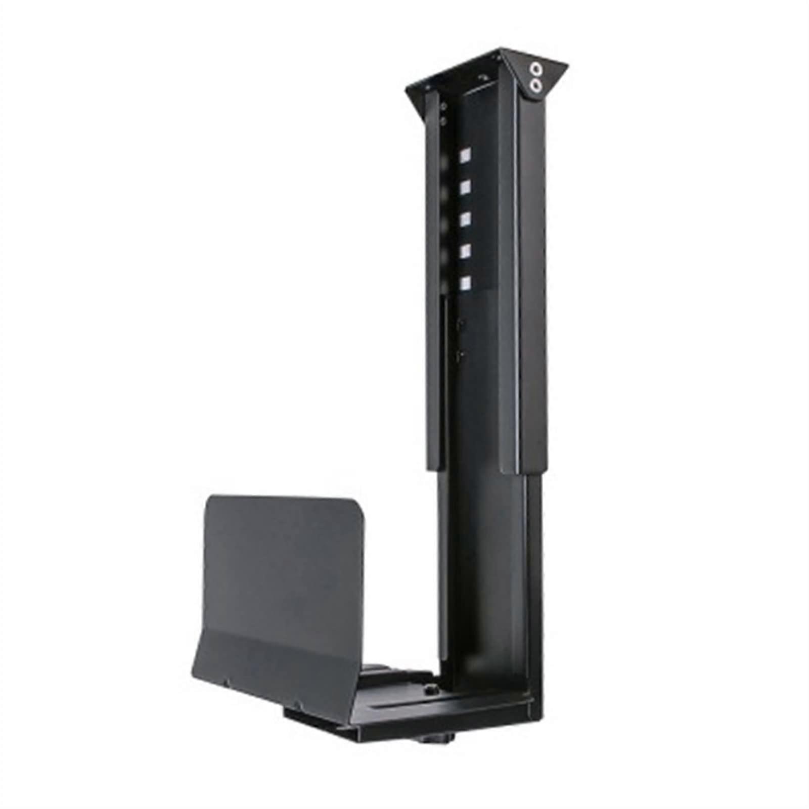 Adjustable Under Desk CPU Holder with Wall Mount, Universal PC Tower Stand 55lbs Capacity Black