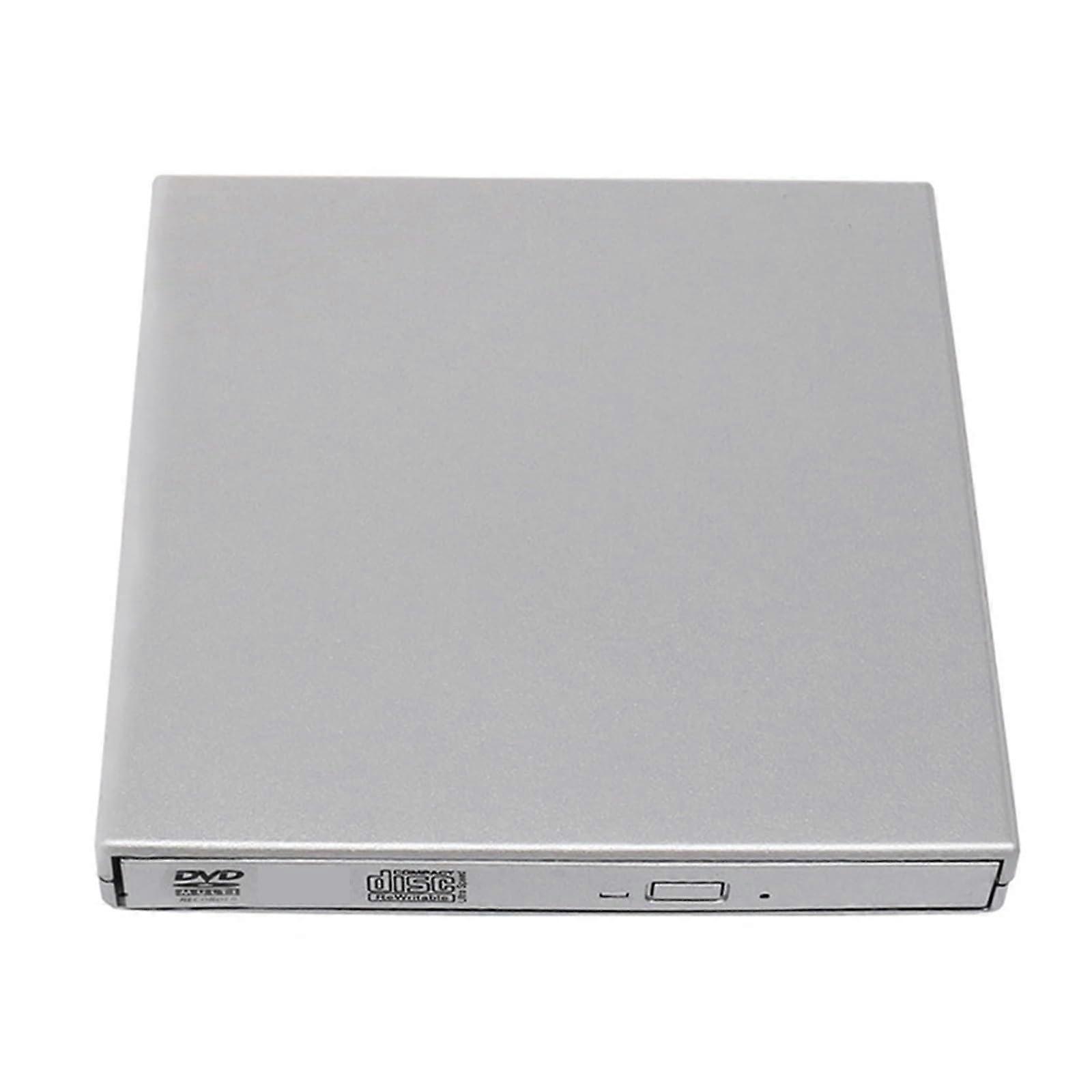External DVD Drive USB 2.0 Speed Burner RW Player for Laptop PC Desktop Windows Mac Silver