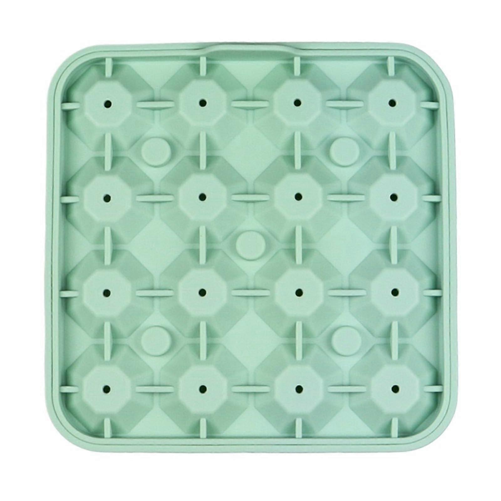 Ice Cube Tray 16 Grid Diamond Shape Silicone Mold with Quick Release for Freezer Storage Green