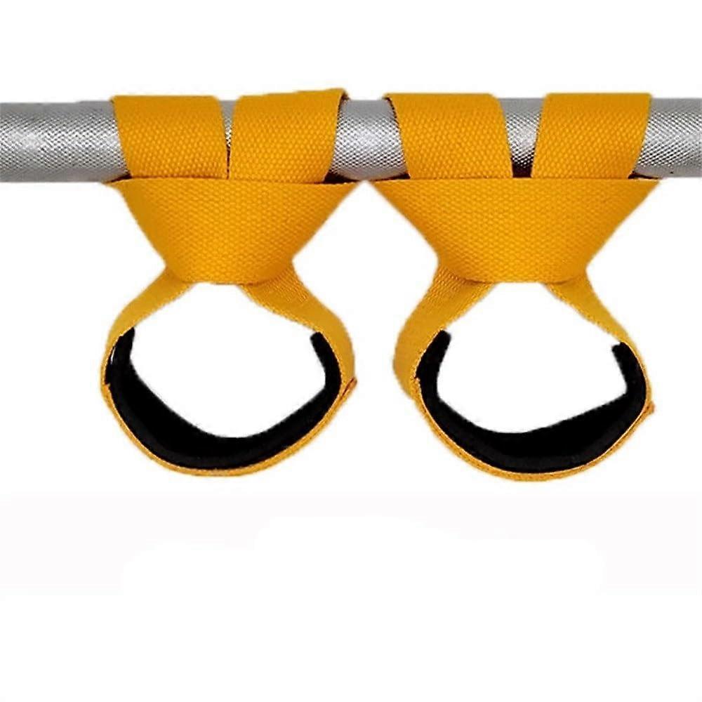 Weightlifting Straps with Wrist Support Wraps for PullUps and Strength Training, Small Yellow