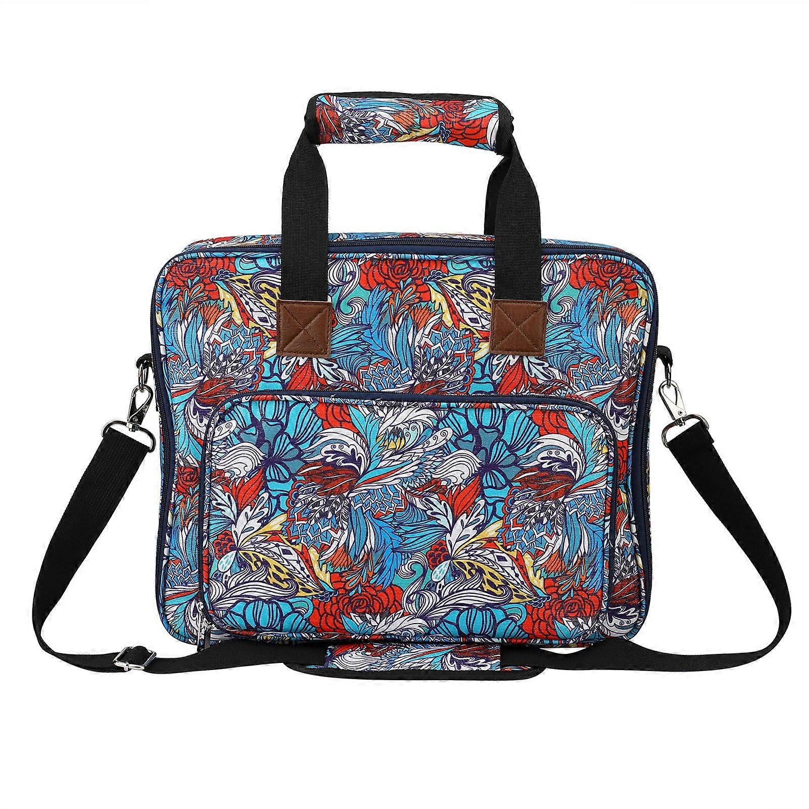 Embroidery Tote Bag with Adjustable Compartments, Canvas Sewing Storage Organizer with Pockets