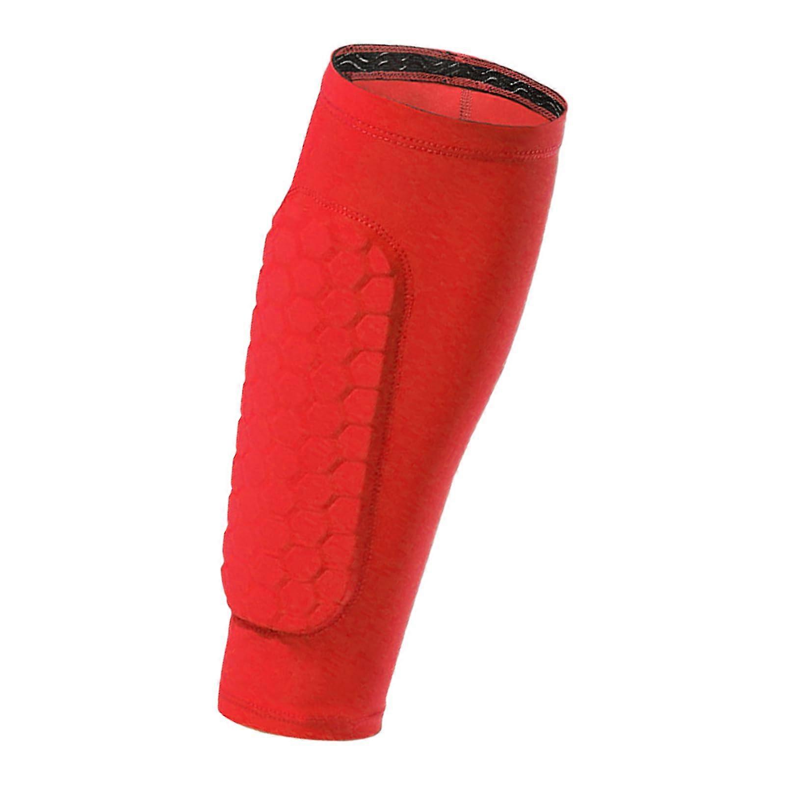 Shin Guards with Impact Absorption Pad and Calf Compression Sleeve for Running Training Red