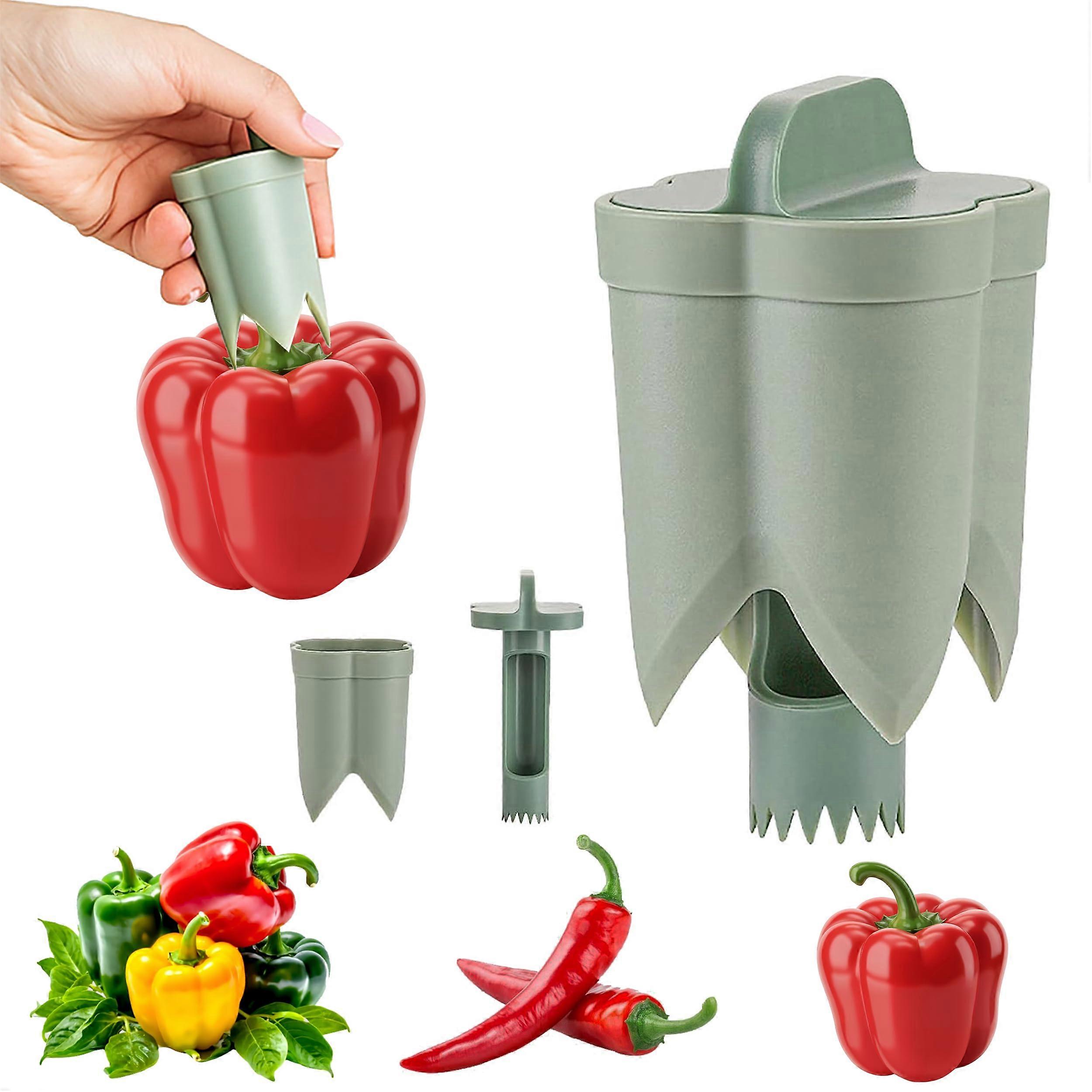 2in1 Pepper Corer and Jalapeño Deseeder Tool for Quick Seed Removal, MultiUse Vegetable Corer