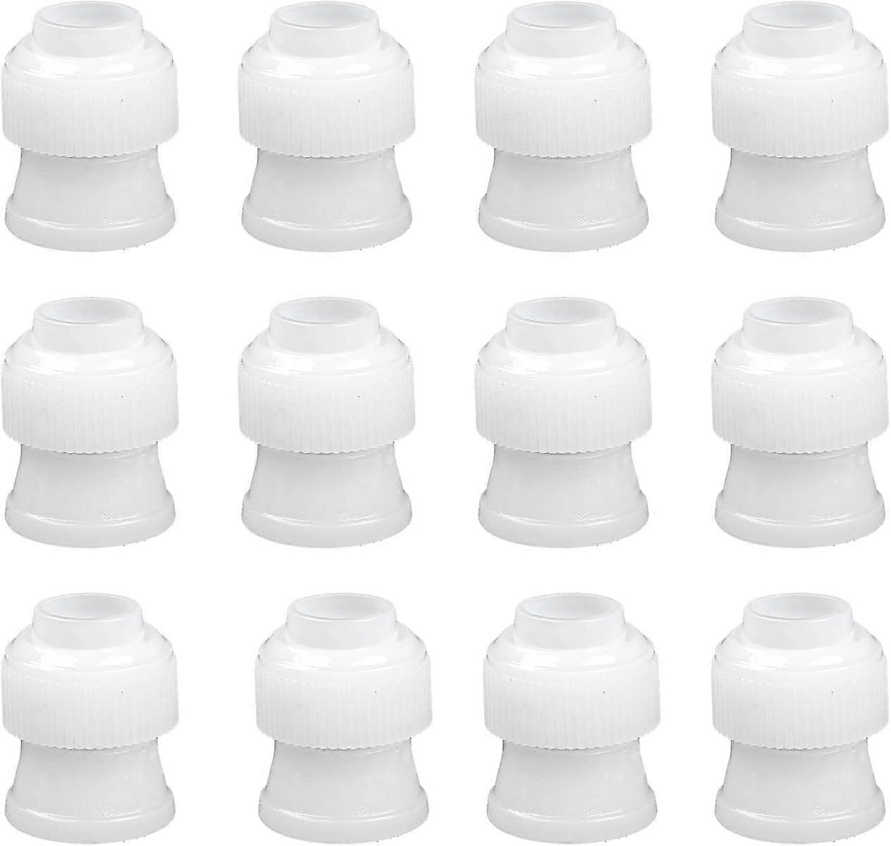 12 Pack Piping Bag Couplers for Quick Tip Switching, Durable Reusable Cake Decorating Set, White