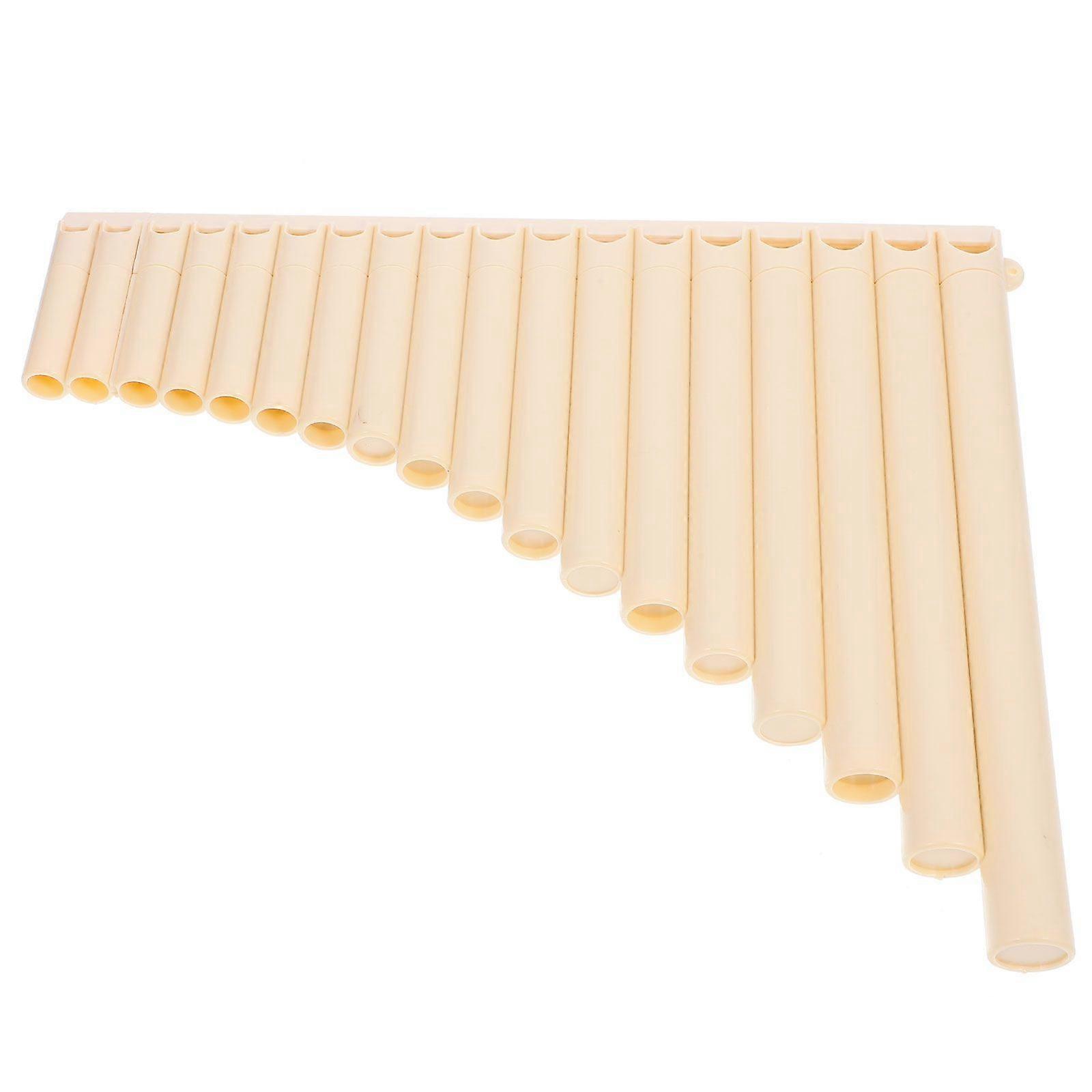 1 Set Portable 18-pipe Pan Flute Professional Panpipe for Beginners (Beige)