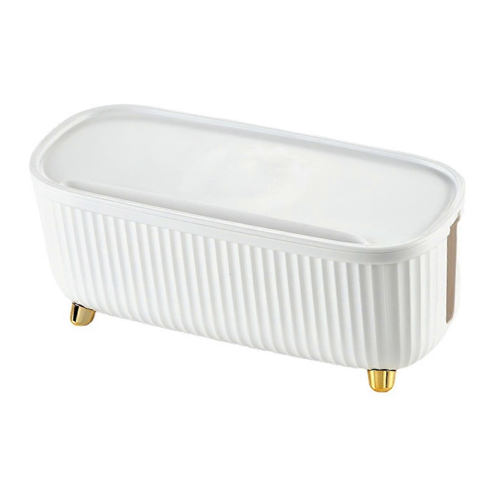 Cable Management Box with Waterproof Dustproof Design for Desk Cord Organizer – White