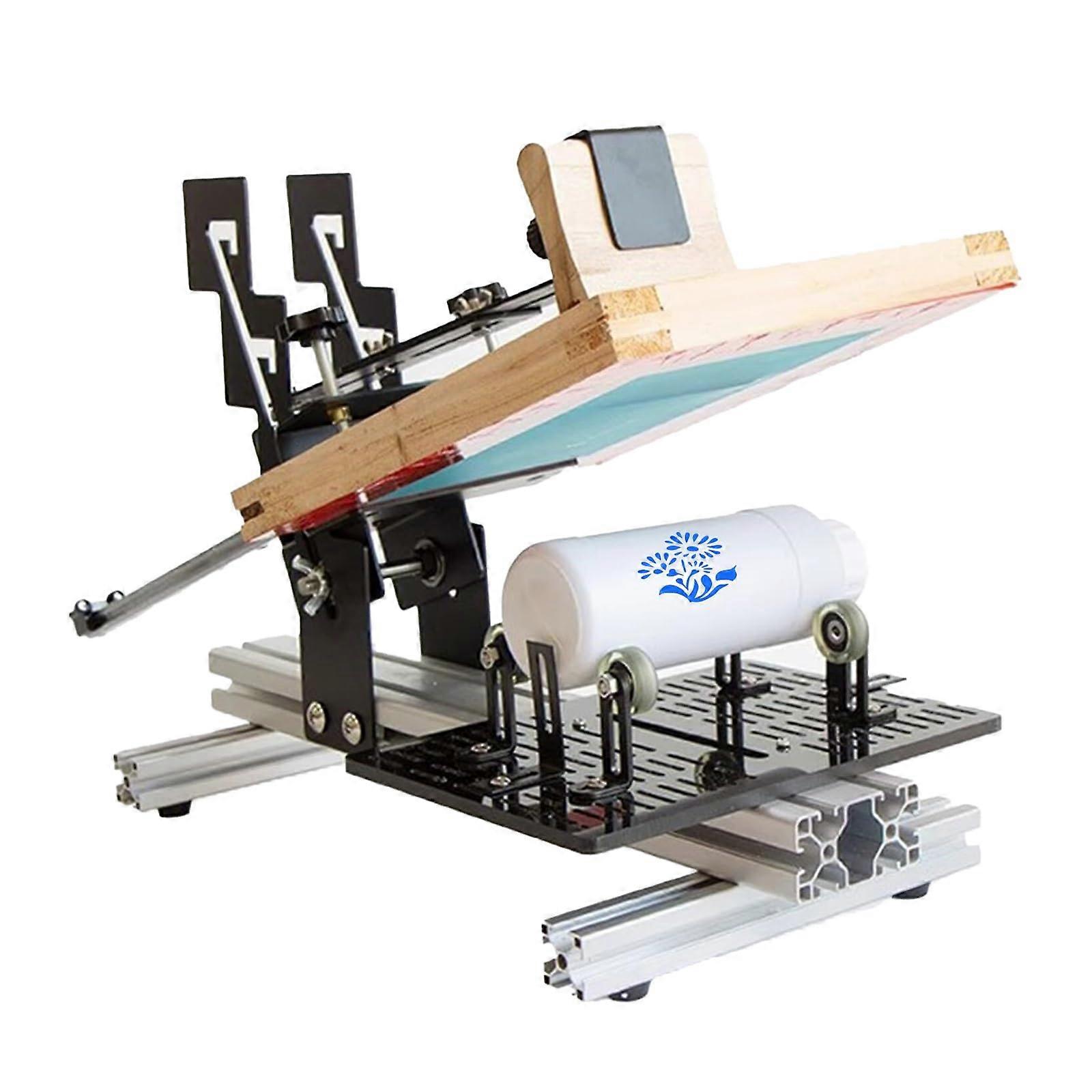Manual Cylinder Screen Printer with Adjustable Roller, Cylinder Embossing for 200x250mm Graphics