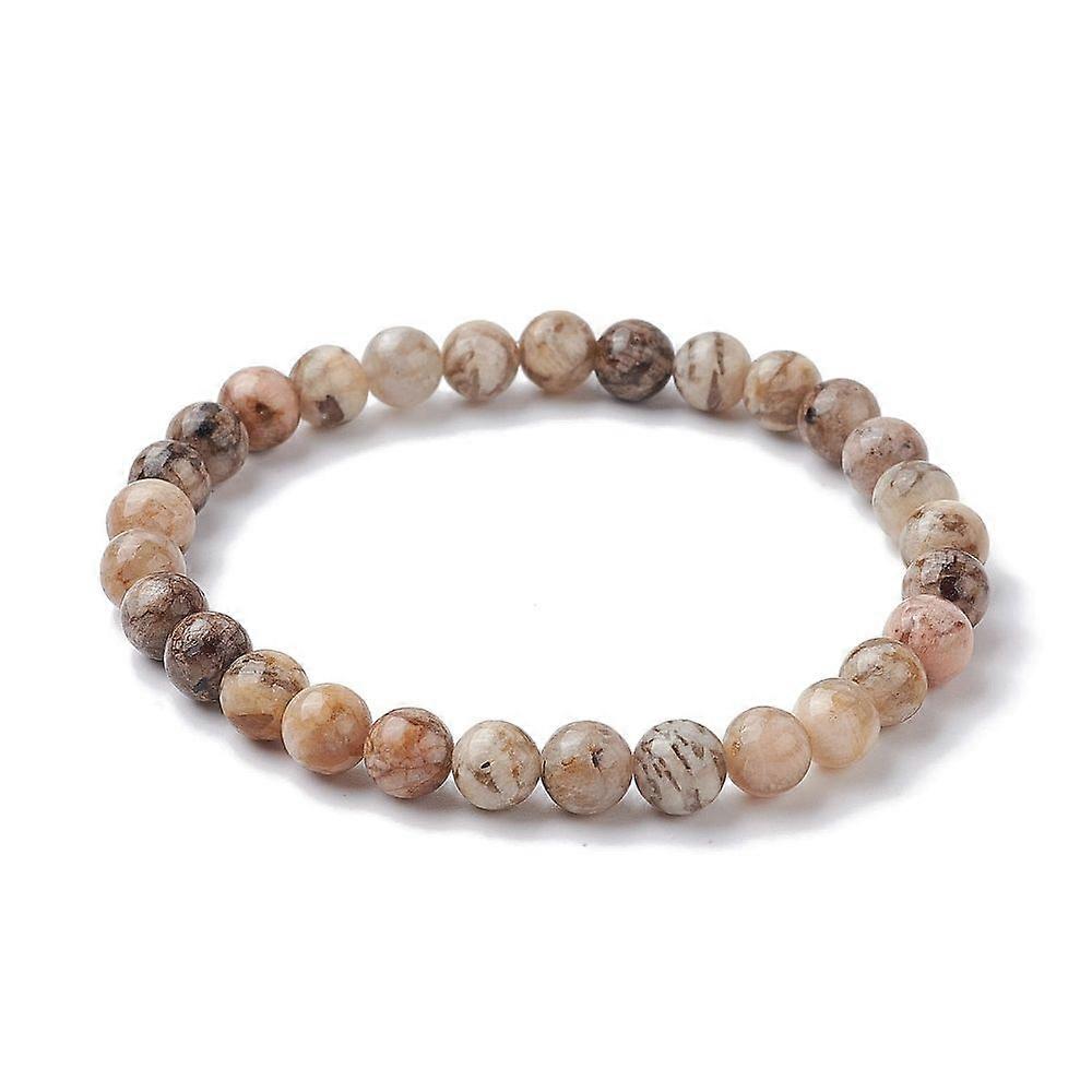 Natural Feldspar Round Beaded Stretch Bracelets Inner Diameter: 2-1/4 inch(5.7cm)