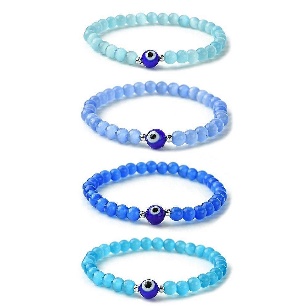 Cat Eye Lampwork Beaded Stretch Bracelet Mixed color Inner Diameter: 2-1/8 inch(5.4cm)