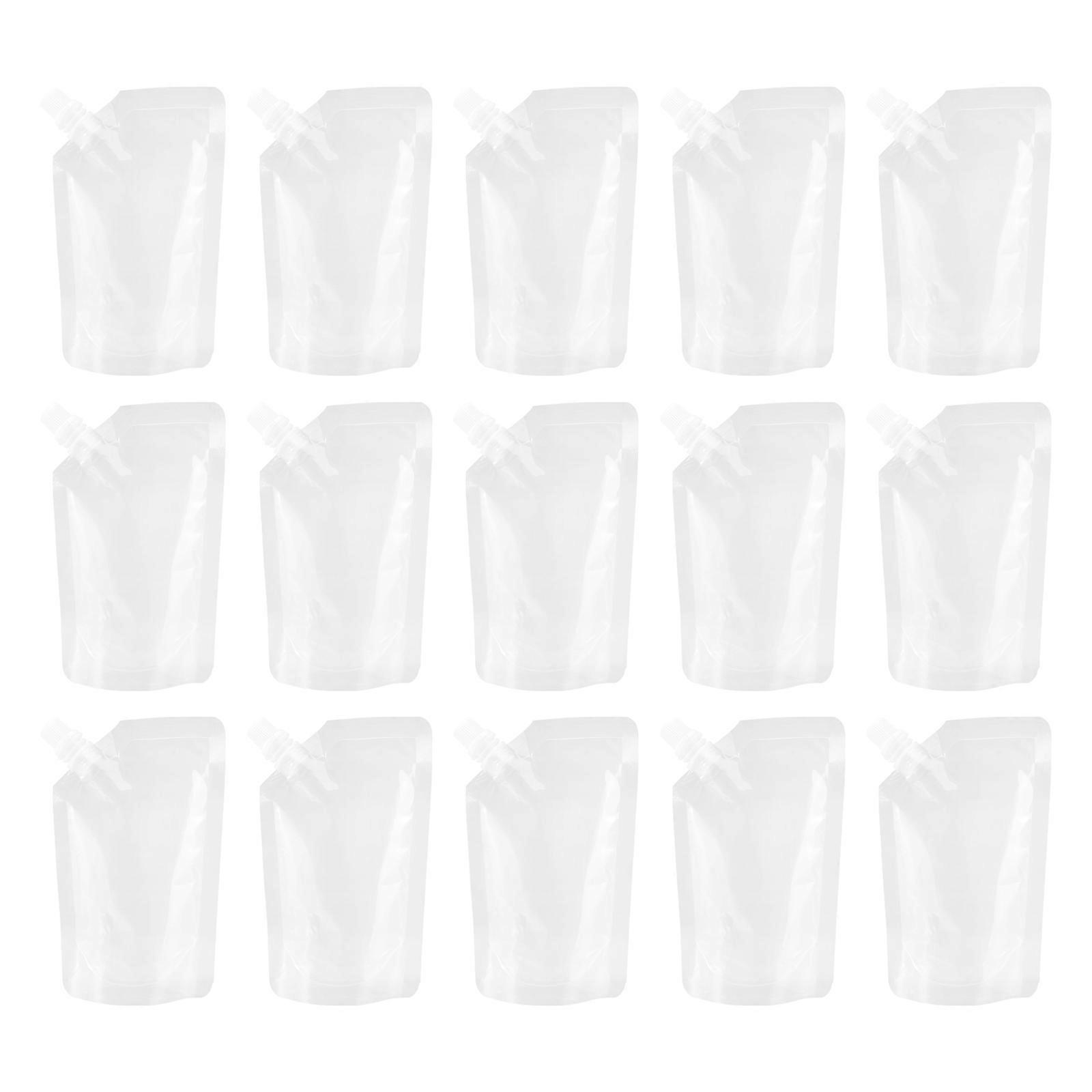 Drinking Flasks Portable Juice Pouch Storage Pouch 250ML Transparent Plastic Reusable 50Pcs