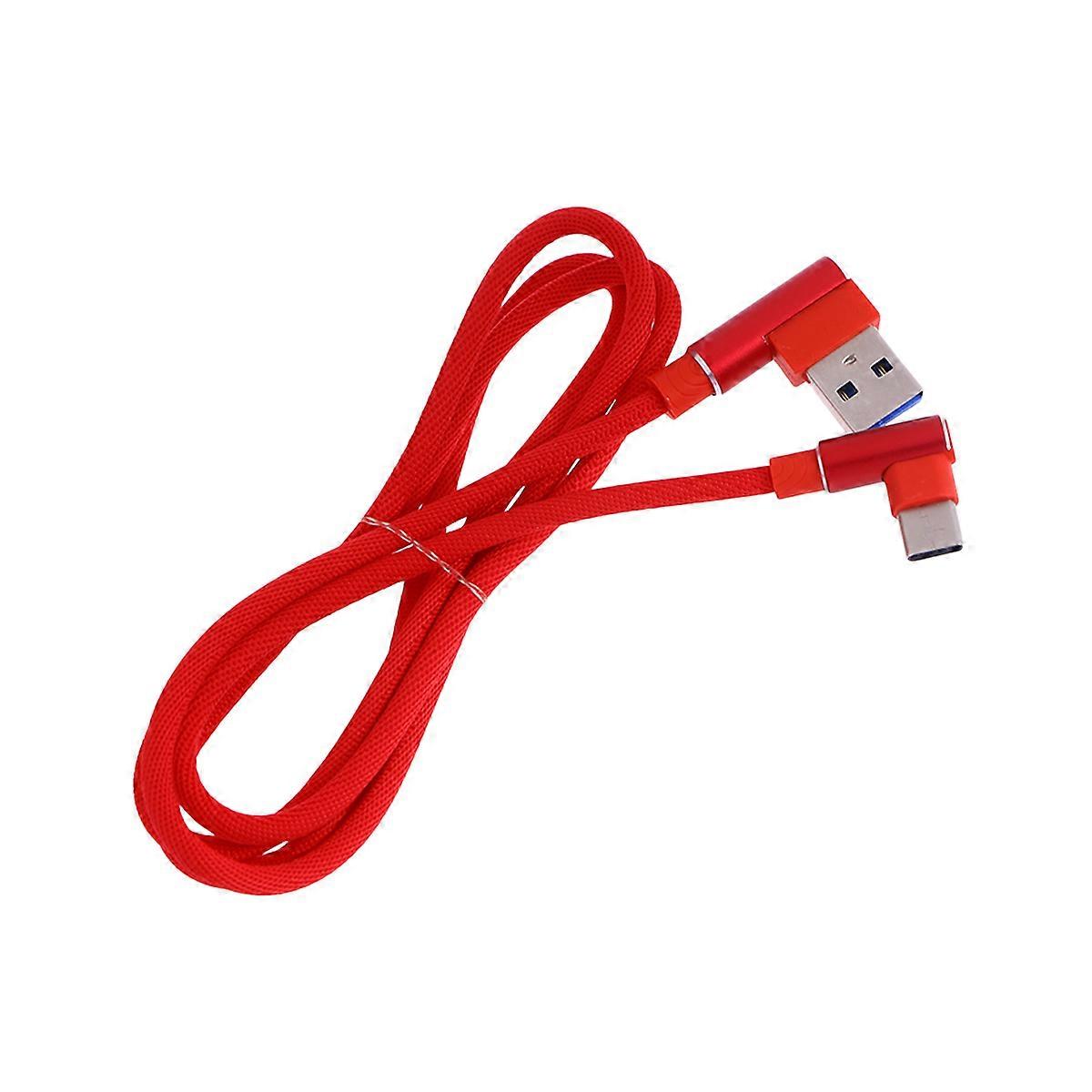 Type C Cable USB Type C Cable for Fast Charging 1M Right Angle Braided Cord Red