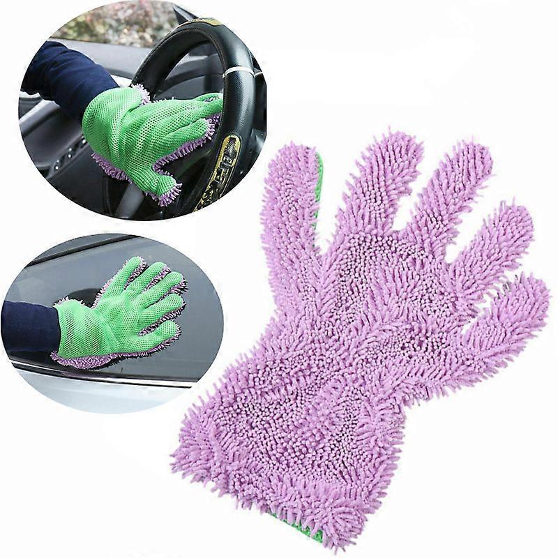 Car Wash Mitt Double Side Glove for Effective Cleaning Violet