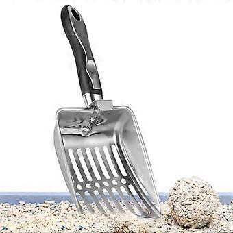 Cat Litter Scoop Stainless Steel Heavy Duty Ergonomic Long Handle for Multiple Cats Dust Reducing
