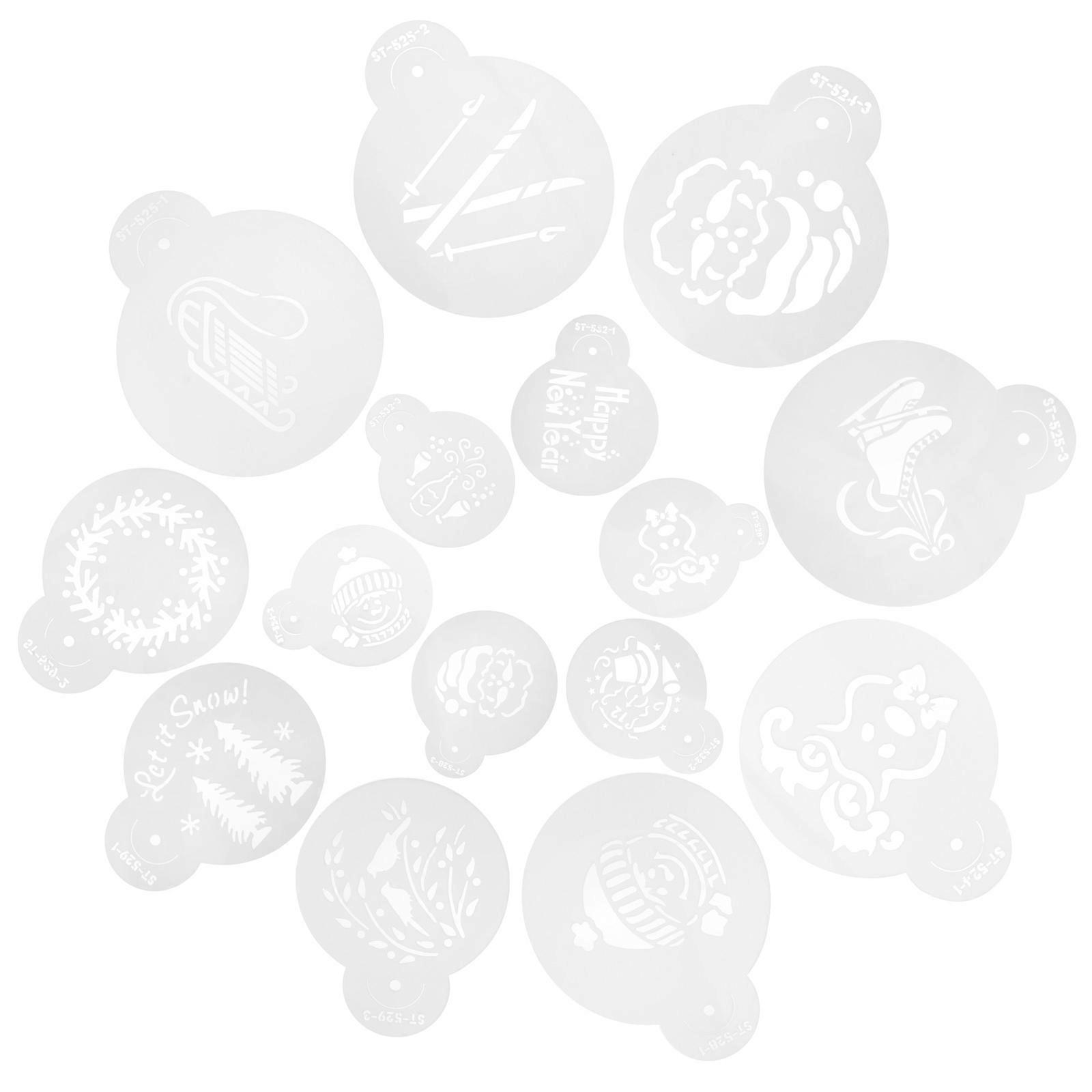 Christmas Coffee Decorating Stencils Baking Template for Decoration 15Pcs